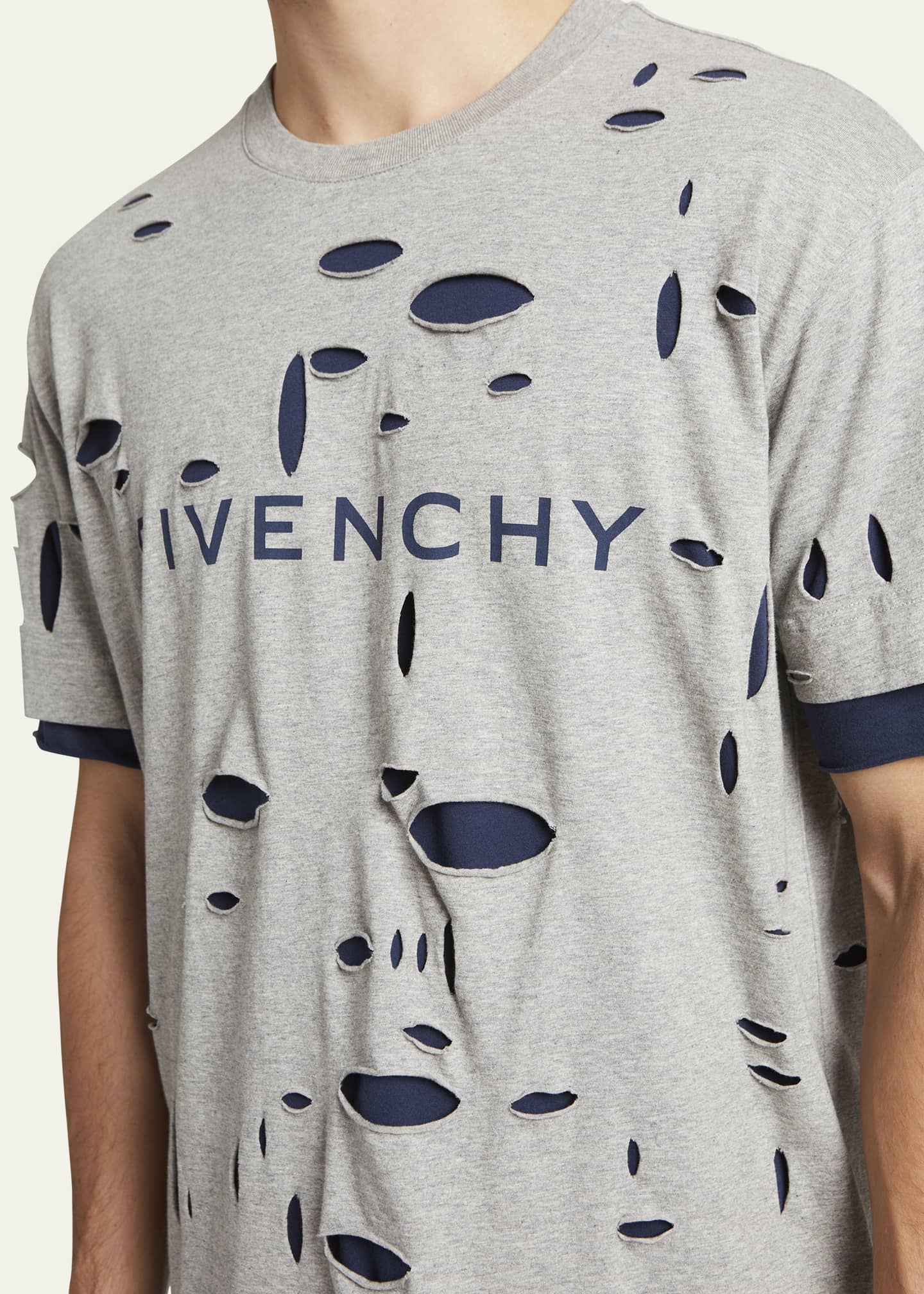 Givenchy Men s Destroyed Double Layer T Shirt Bergdorf Goodman