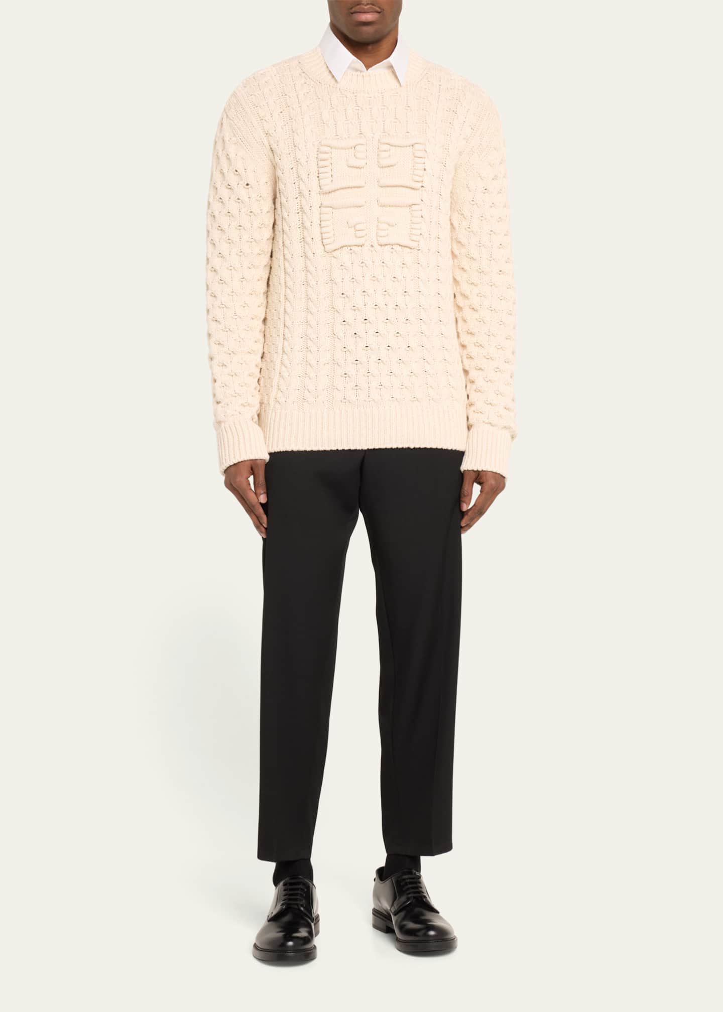 Givenchy Men's 4G Intarsia Cable-Knit Sweater - Bergdorf Goodman