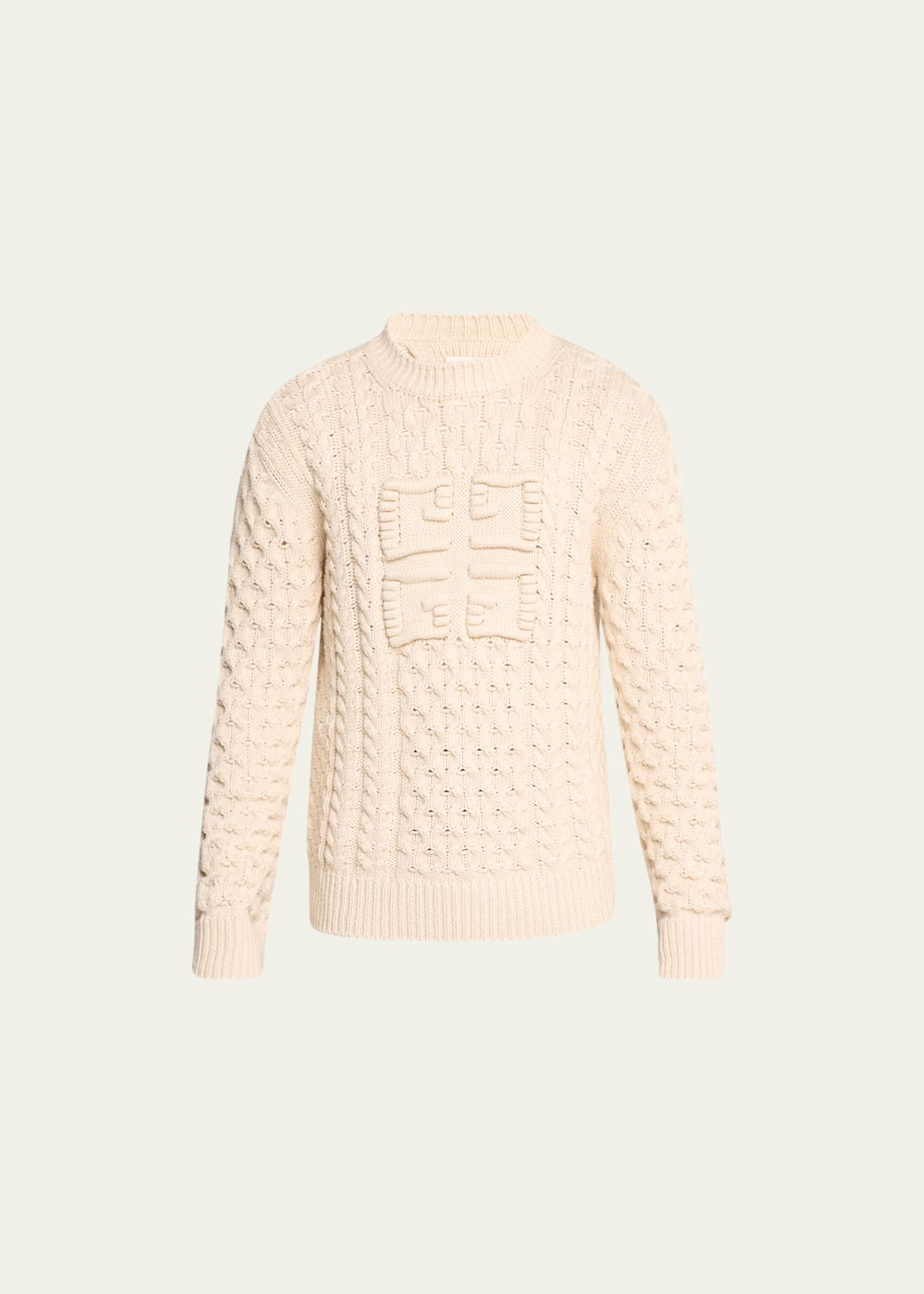 Givenchy Men's 4G Intarsia Cable-Knit Sweater - Bergdorf Goodman