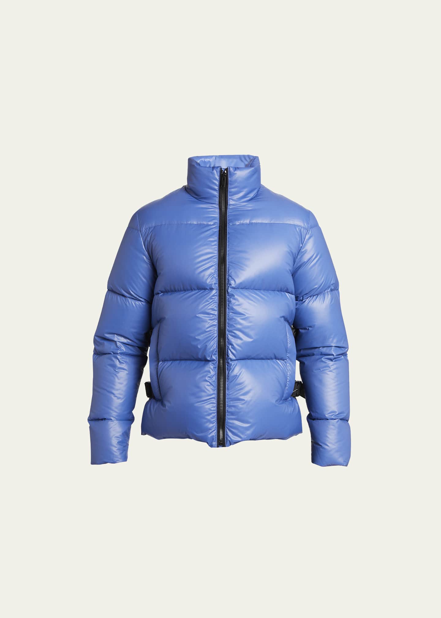 Blue shiny puffer on sale jacket