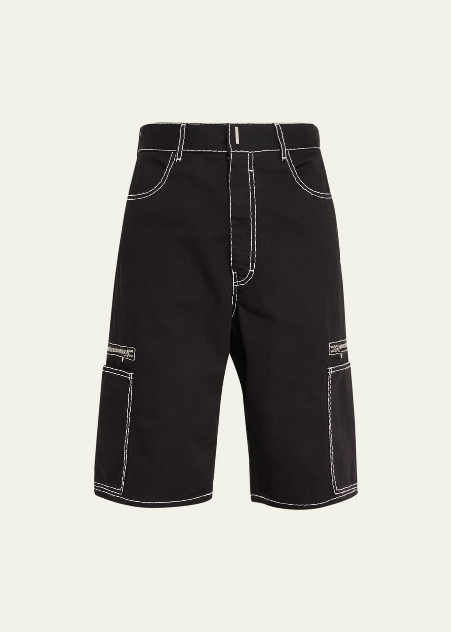 Givenchy Men's Topstitched Loose-Fit Cargo Shorts - Bergdorf Goodman