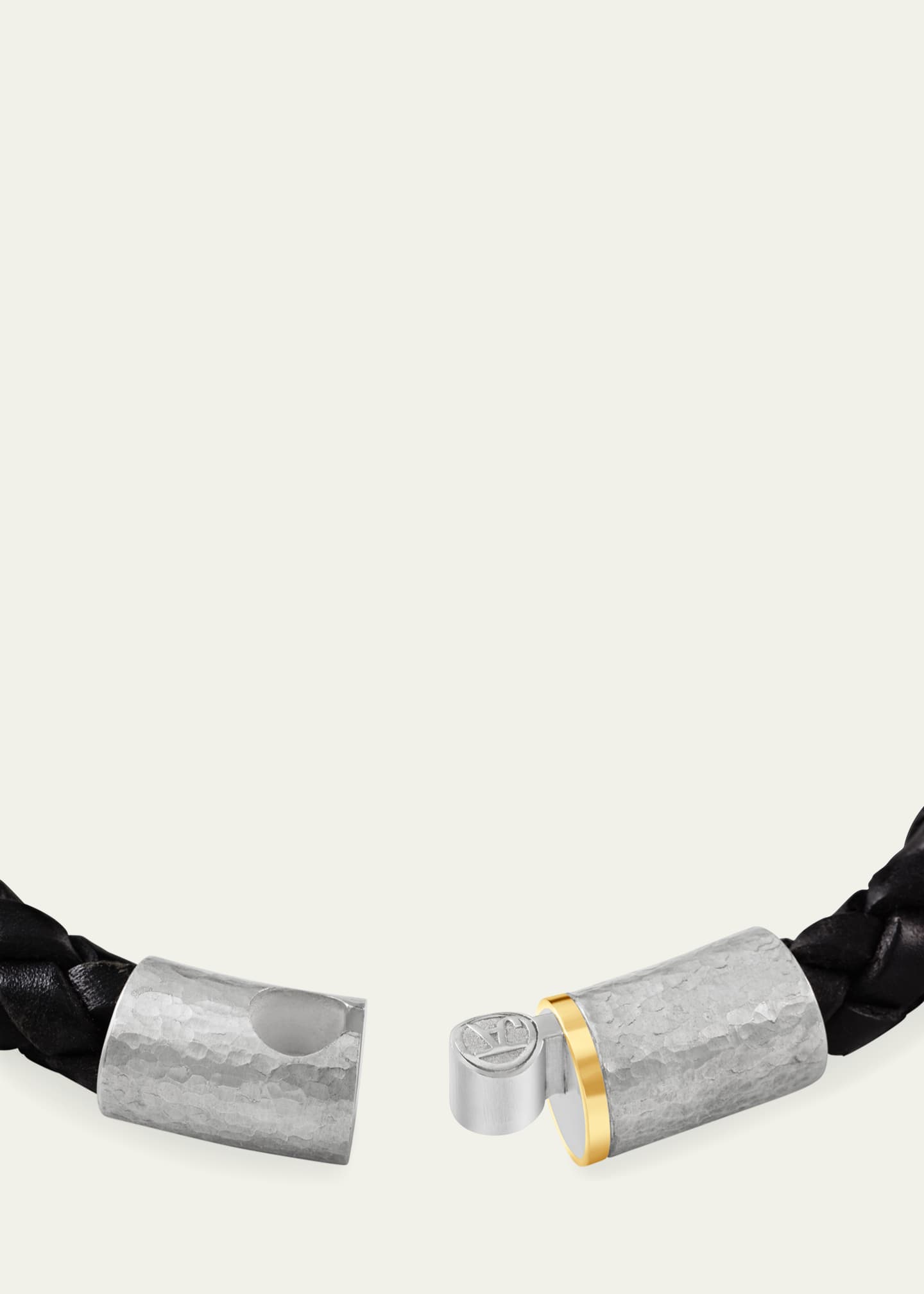 Jorge Adeler Men's Braided Leather Bracelet with Diamonds
