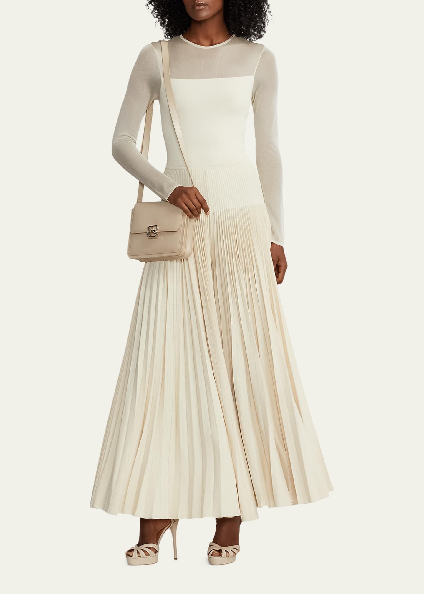 Ralph Lauren Collection Pleated Wide-Leg Sheer Block Jumpsuit ...