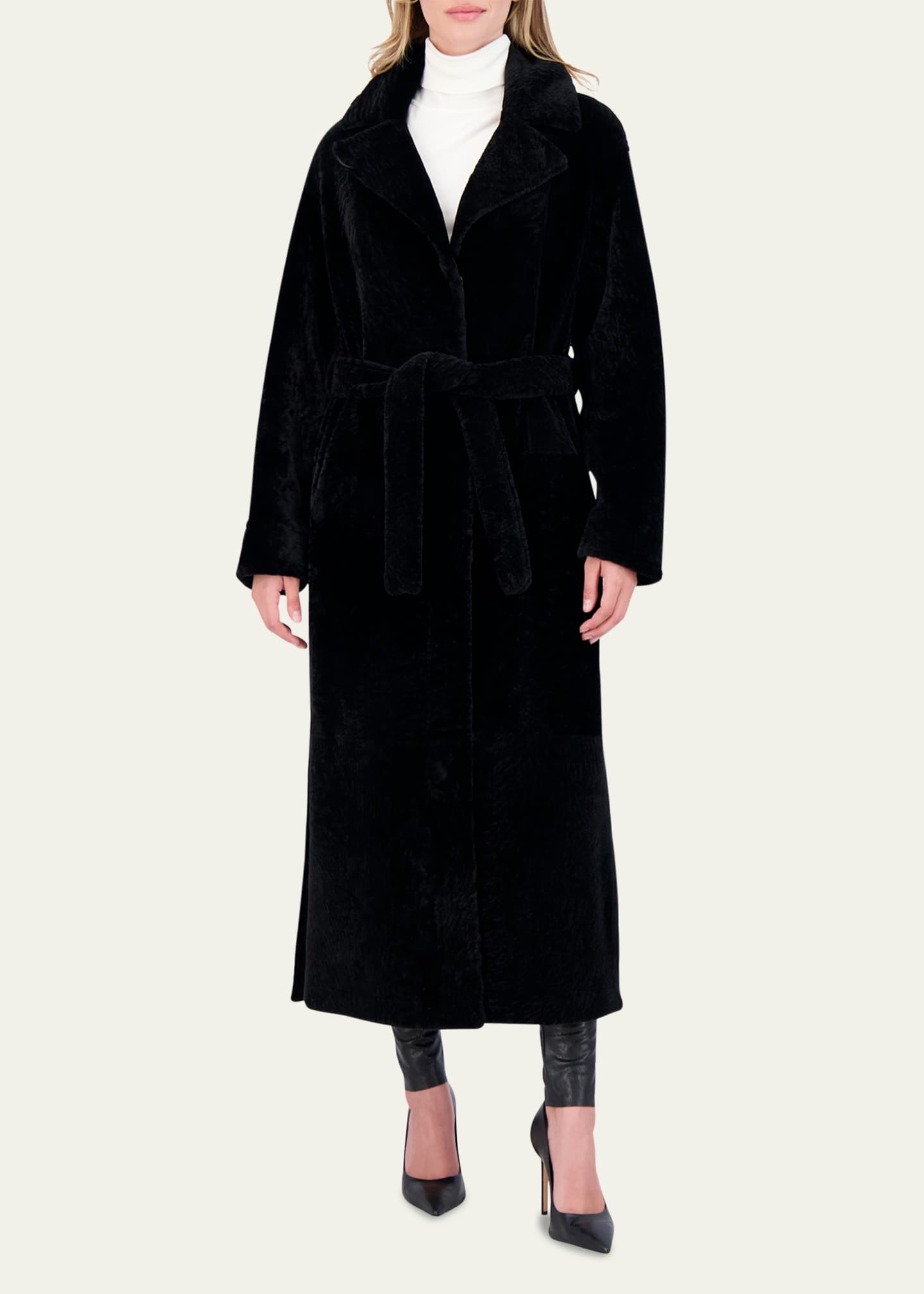 Gorski Reversible Shearling Lamb Overcoat with Tie Belt Image 2 of 5