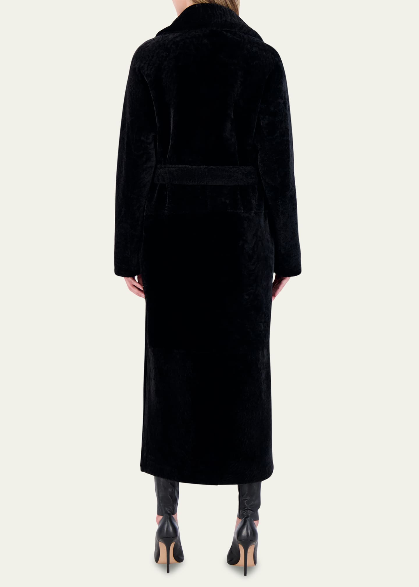 Gorski Reversible Shearling Lamb Overcoat with Tie Belt Image 3 of 5