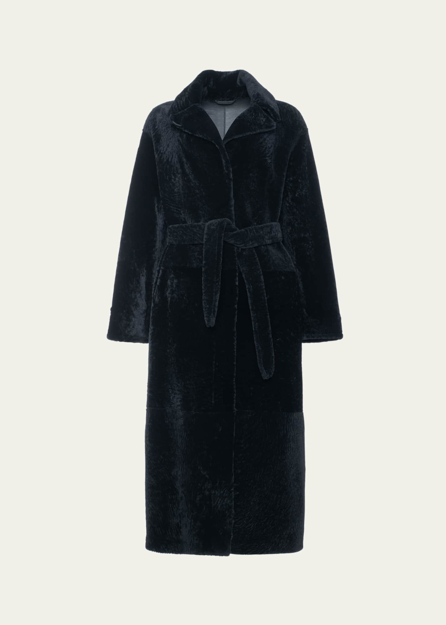 Gorski Reversible Shearling Lamb Overcoat with Tie Belt Image 1 of 5