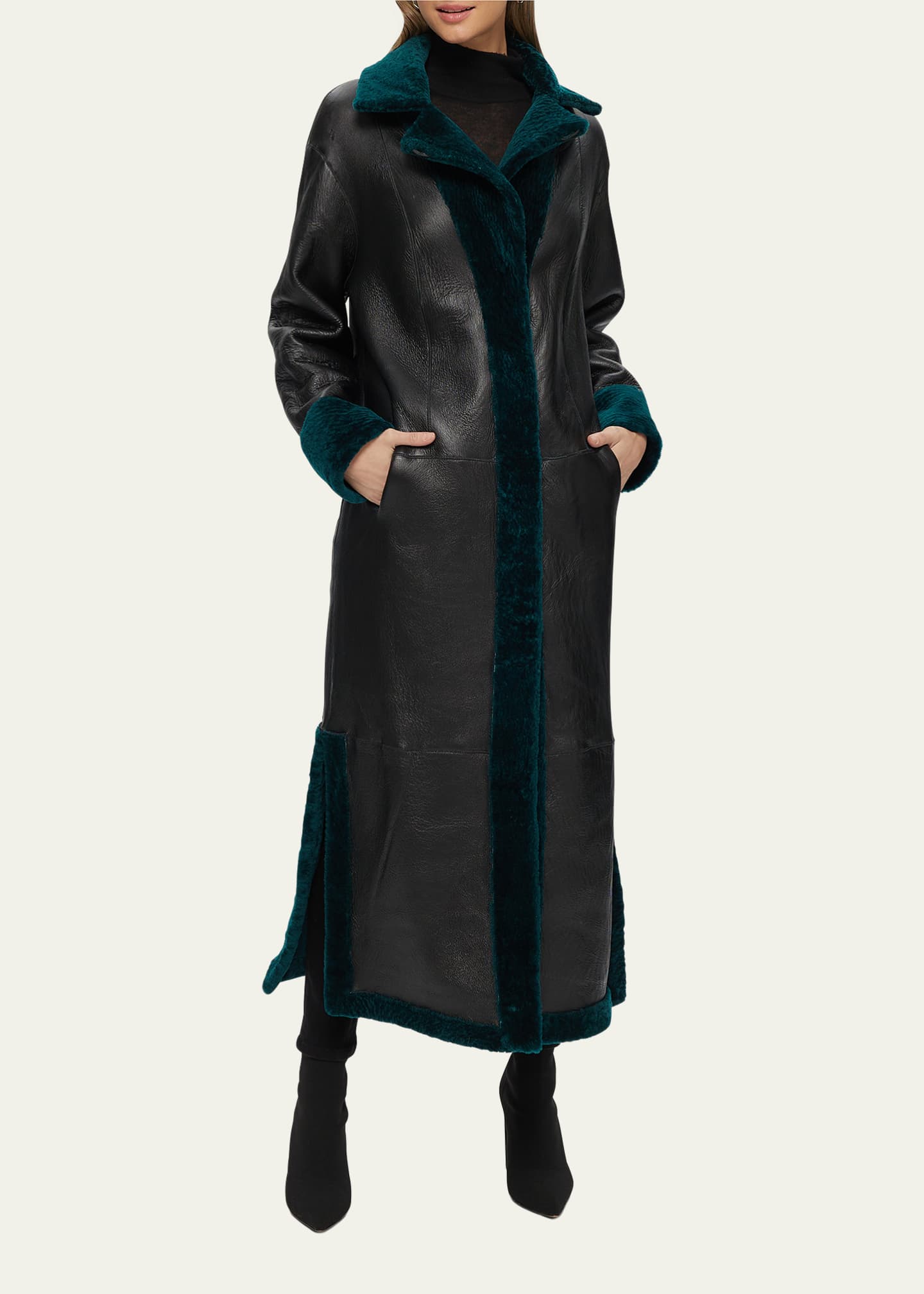 Gorski Reversible Shearling Lamb Overcoat with Tie Belt Image 2 of 5