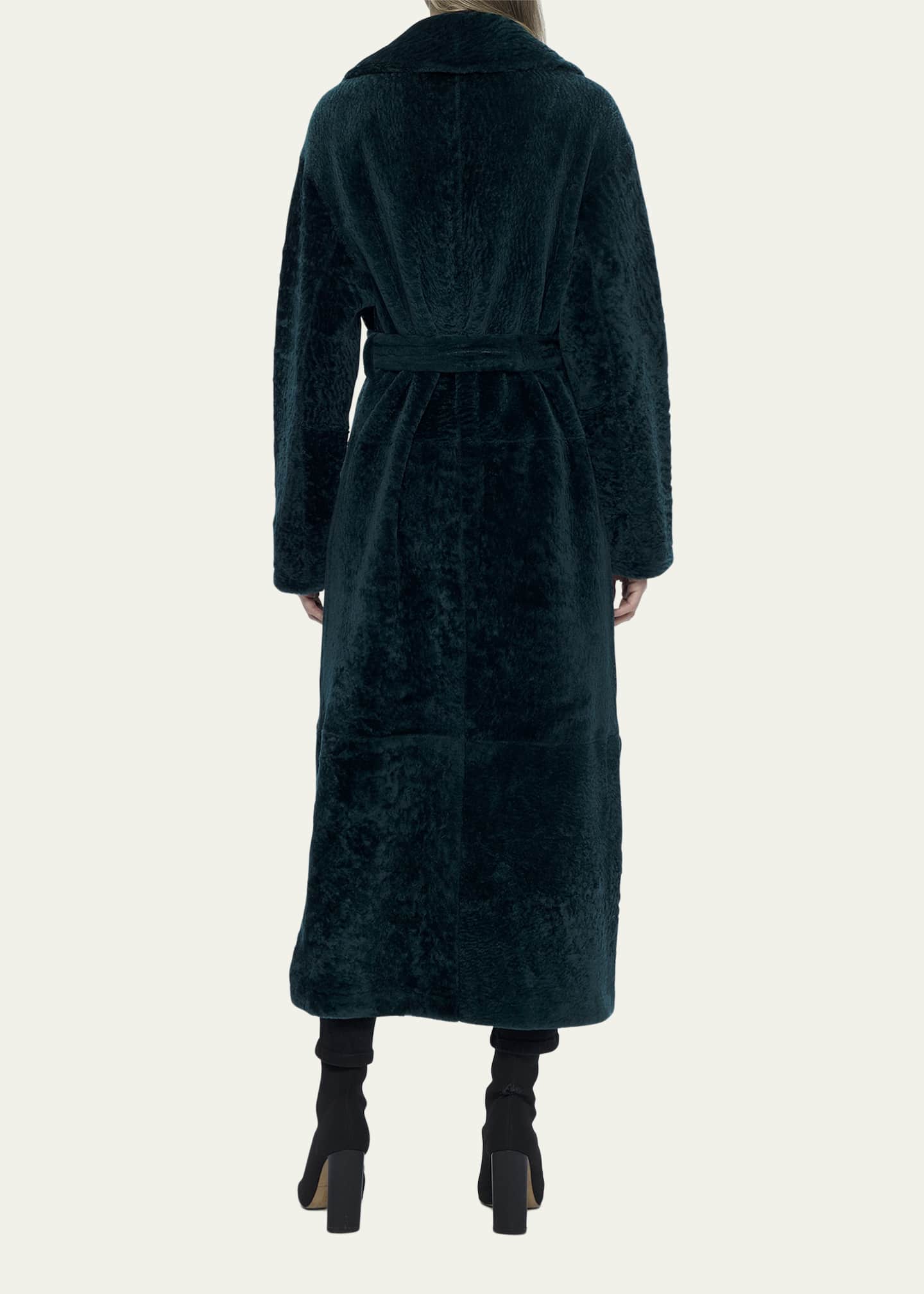 Gorski Reversible Shearling Lamb Overcoat with Tie Belt Image 3 of 5