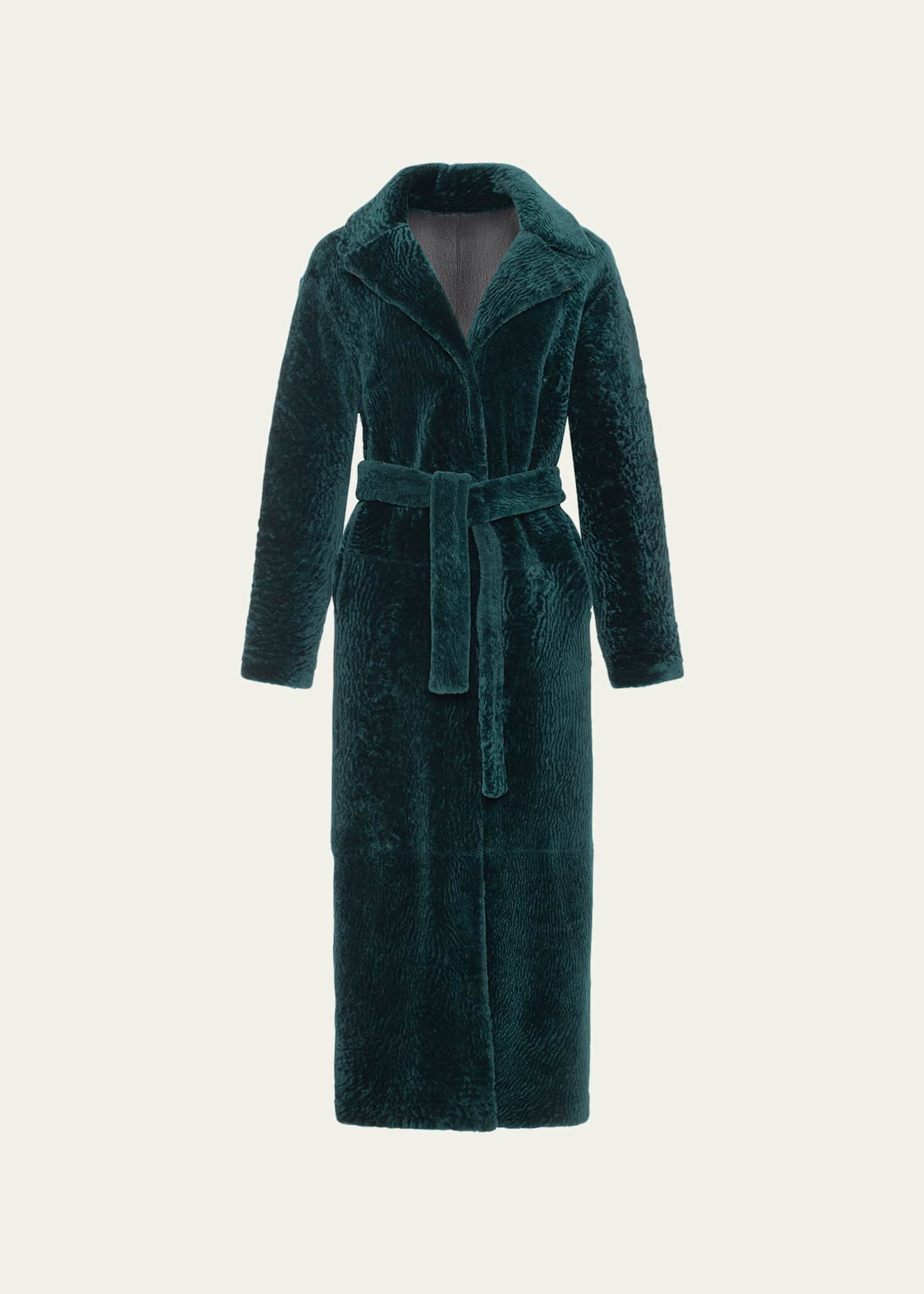 Gorski Reversible Shearling Lamb Overcoat with Tie Belt Image 1 of 5
