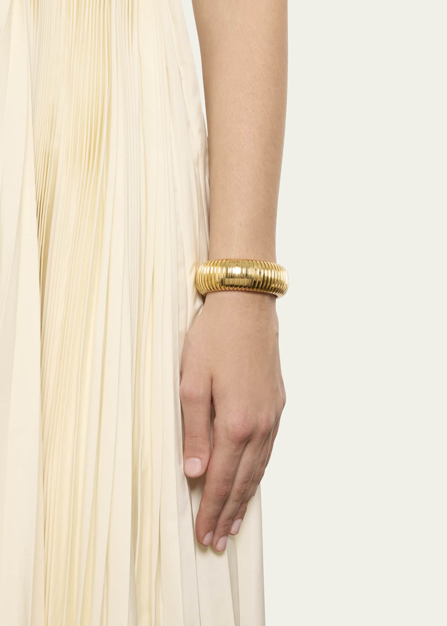 Sidney Garber 18K Yellow Gold Domed Cuff Bracelet, 1"W Image 2 of 3