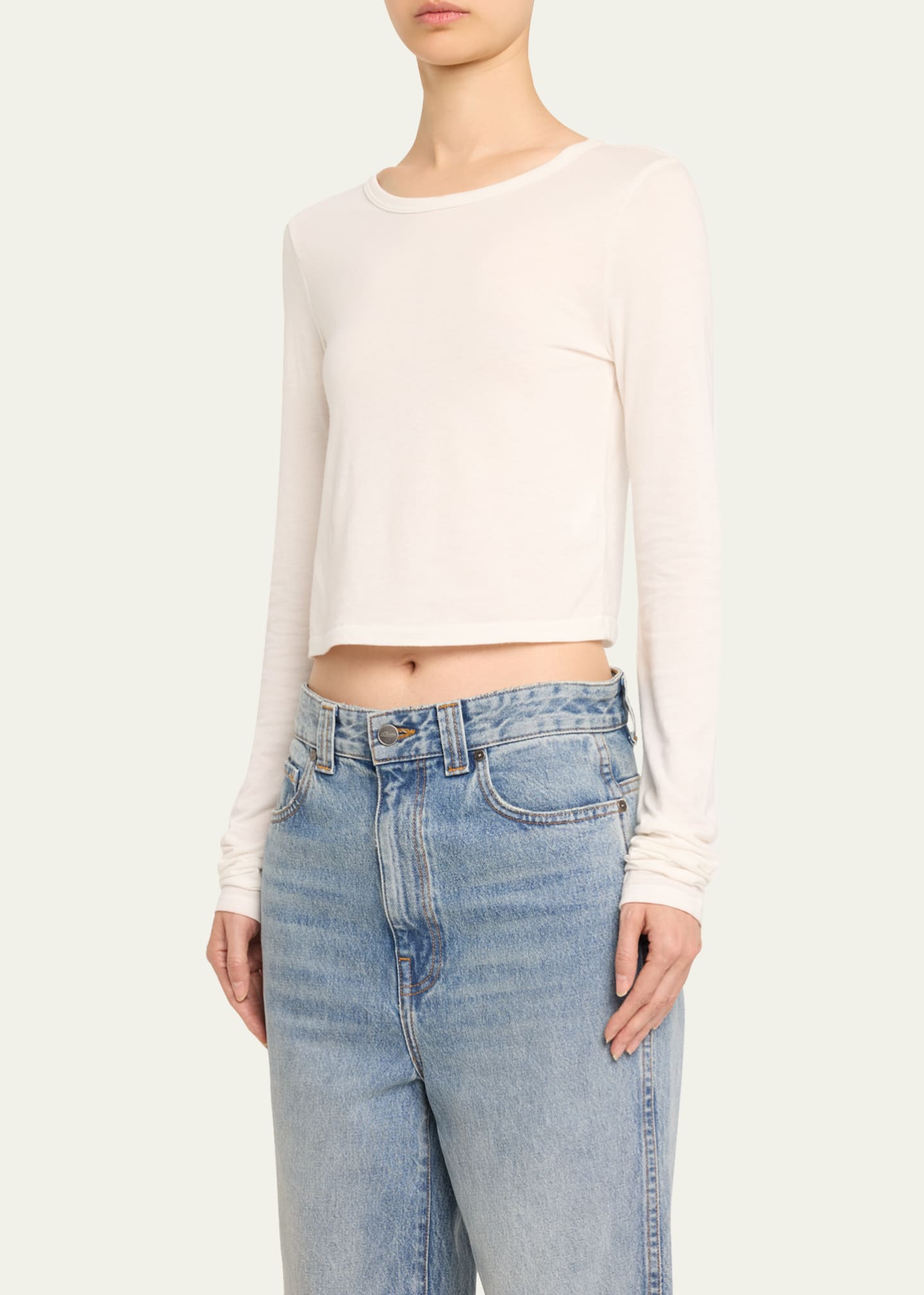 Eterne Heathered LongSleeve Baby Tee Bergdorf Goodman