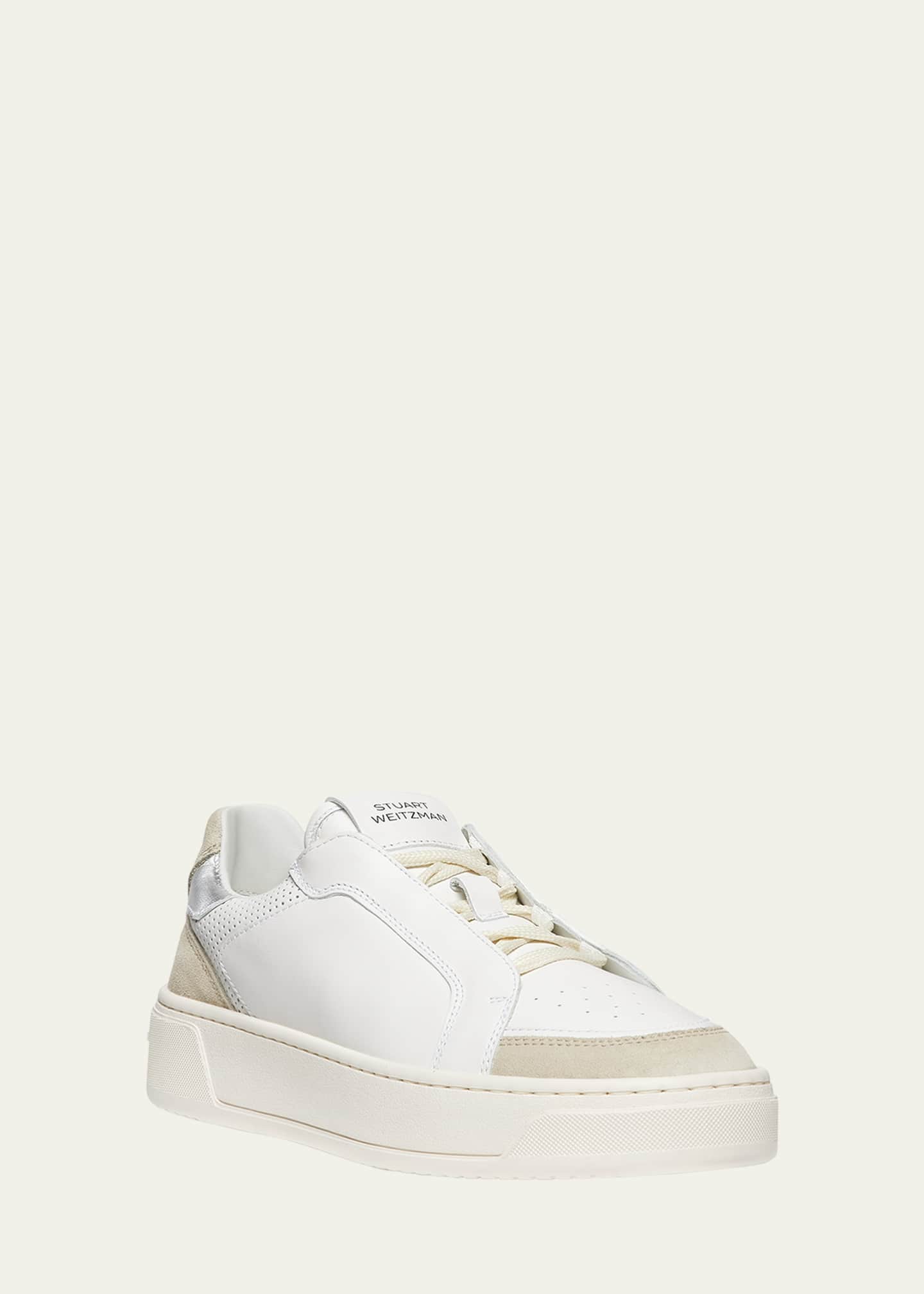 Stuart Weitzman Courtside Mixed Leather Retro Low-Top Sneakers Image 2 of 4