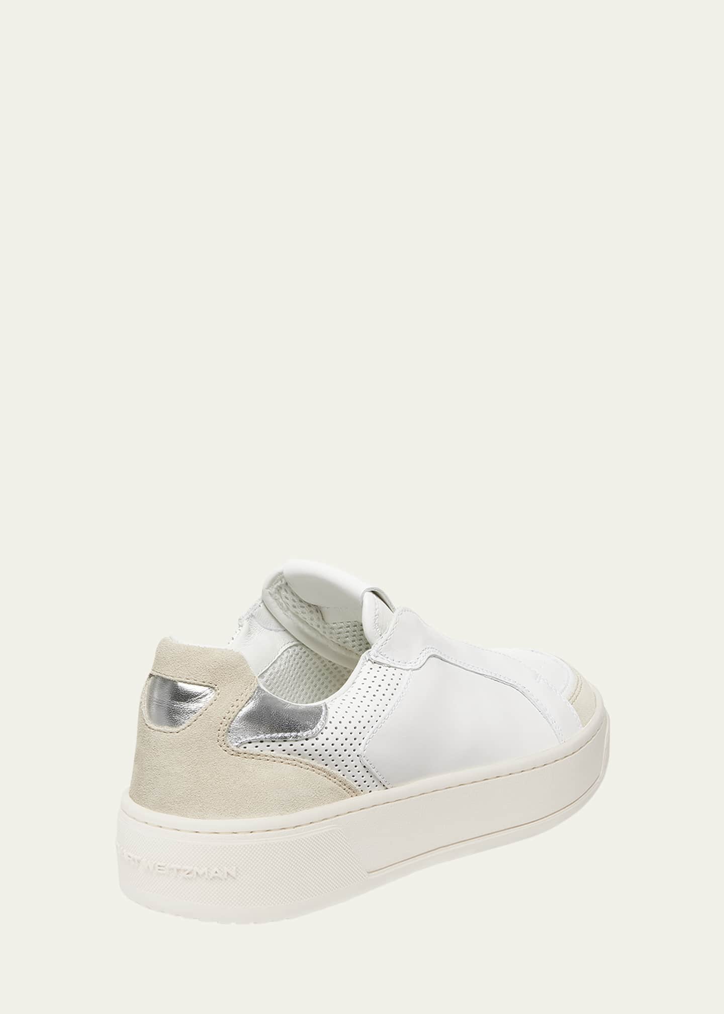 Stuart Weitzman Courtside Mixed Leather Retro Low-Top Sneakers Image 3 of 4