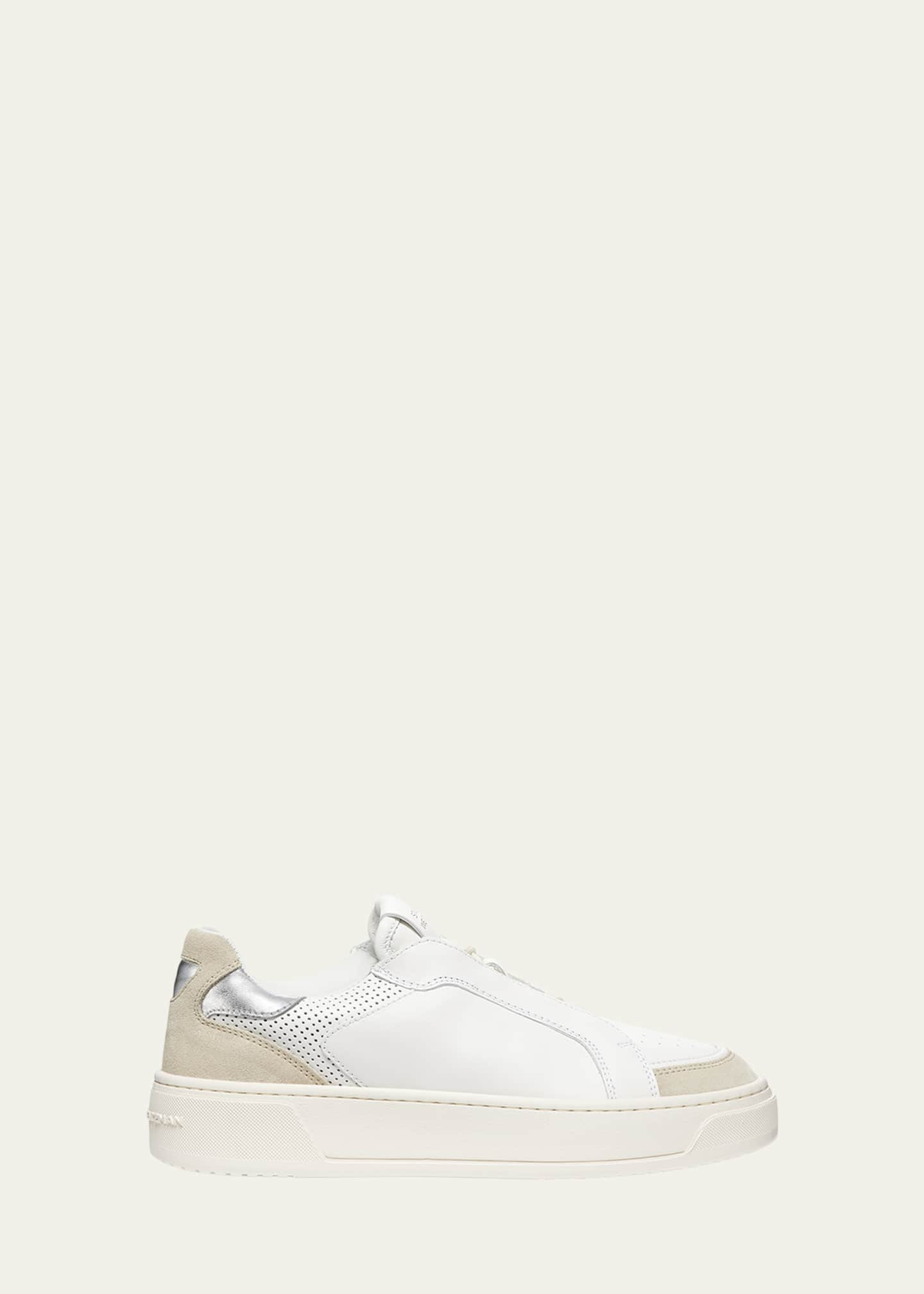 Stuart Weitzman Courtside Mixed Leather Retro Low-Top Sneakers Image 1 of 4