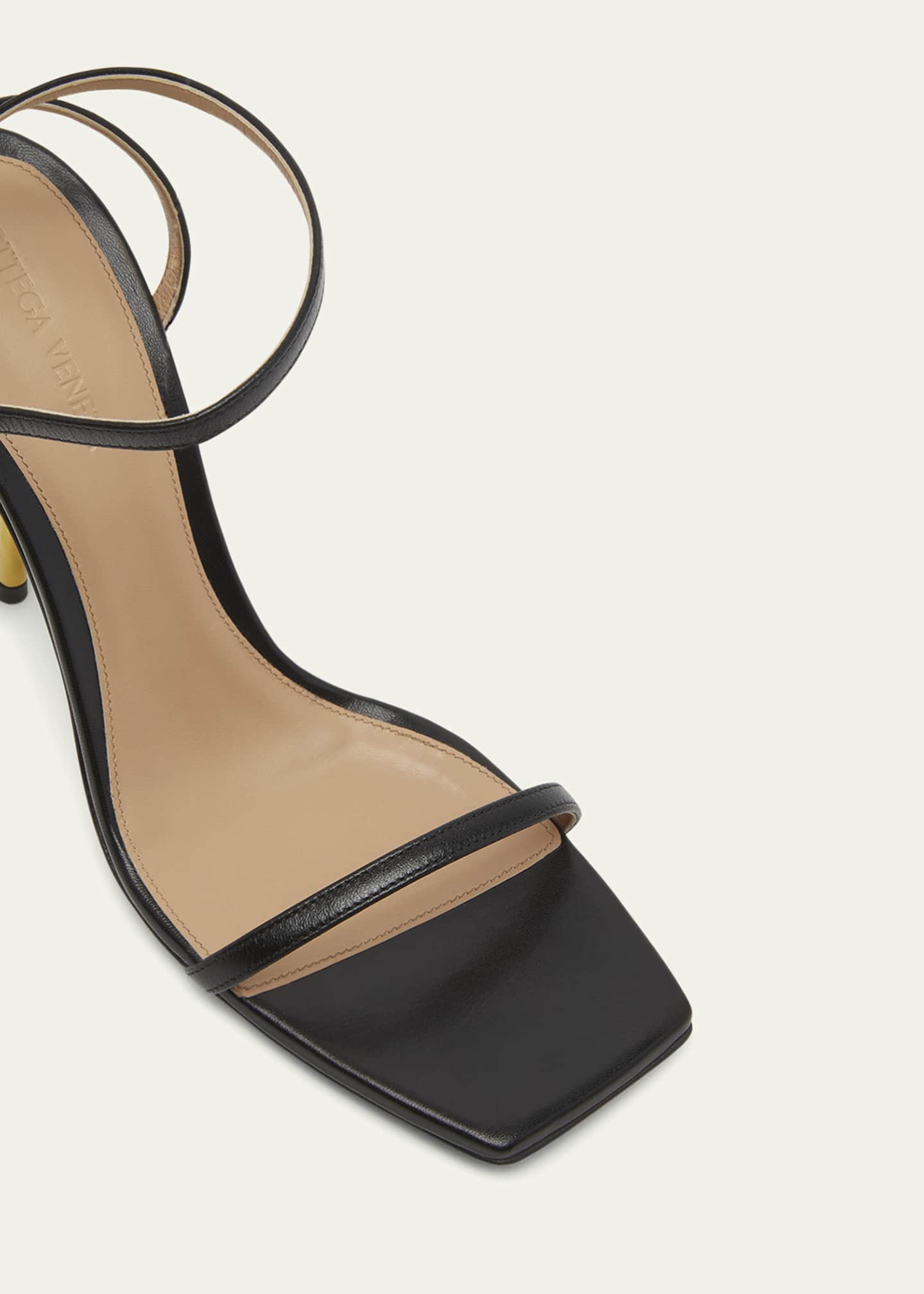 Bottega Veneta Leather Knot-Heel Ankle-Strap Sandals