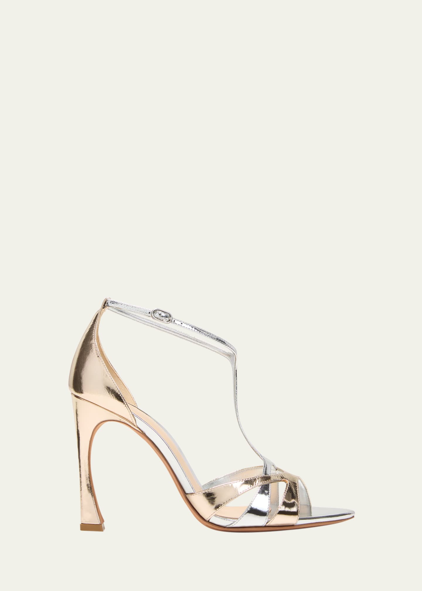 Metallic t sales strap sandals