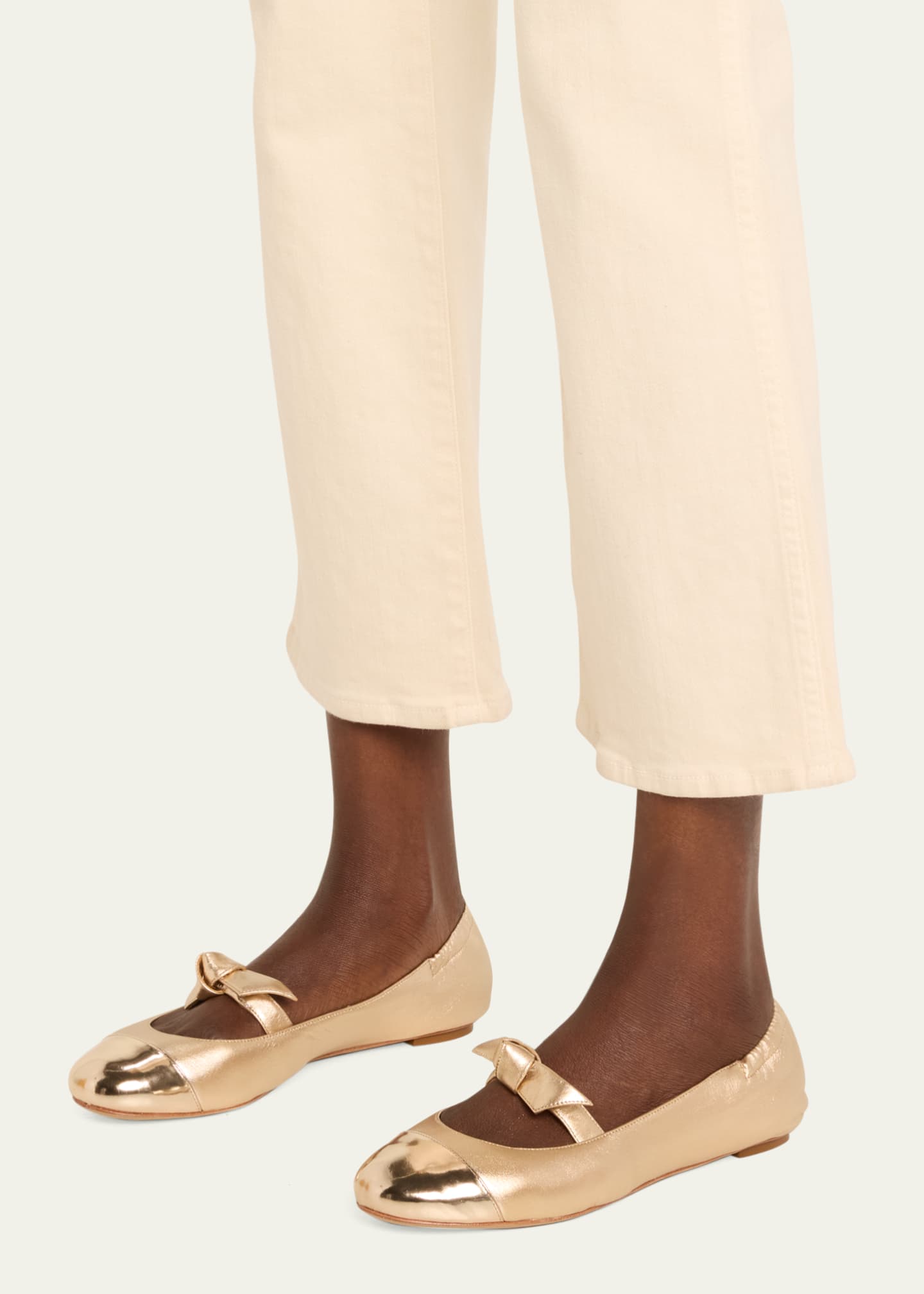 Alexandre Birman Clarita Metallic Bow Ballerina Flats Image 2 of 5