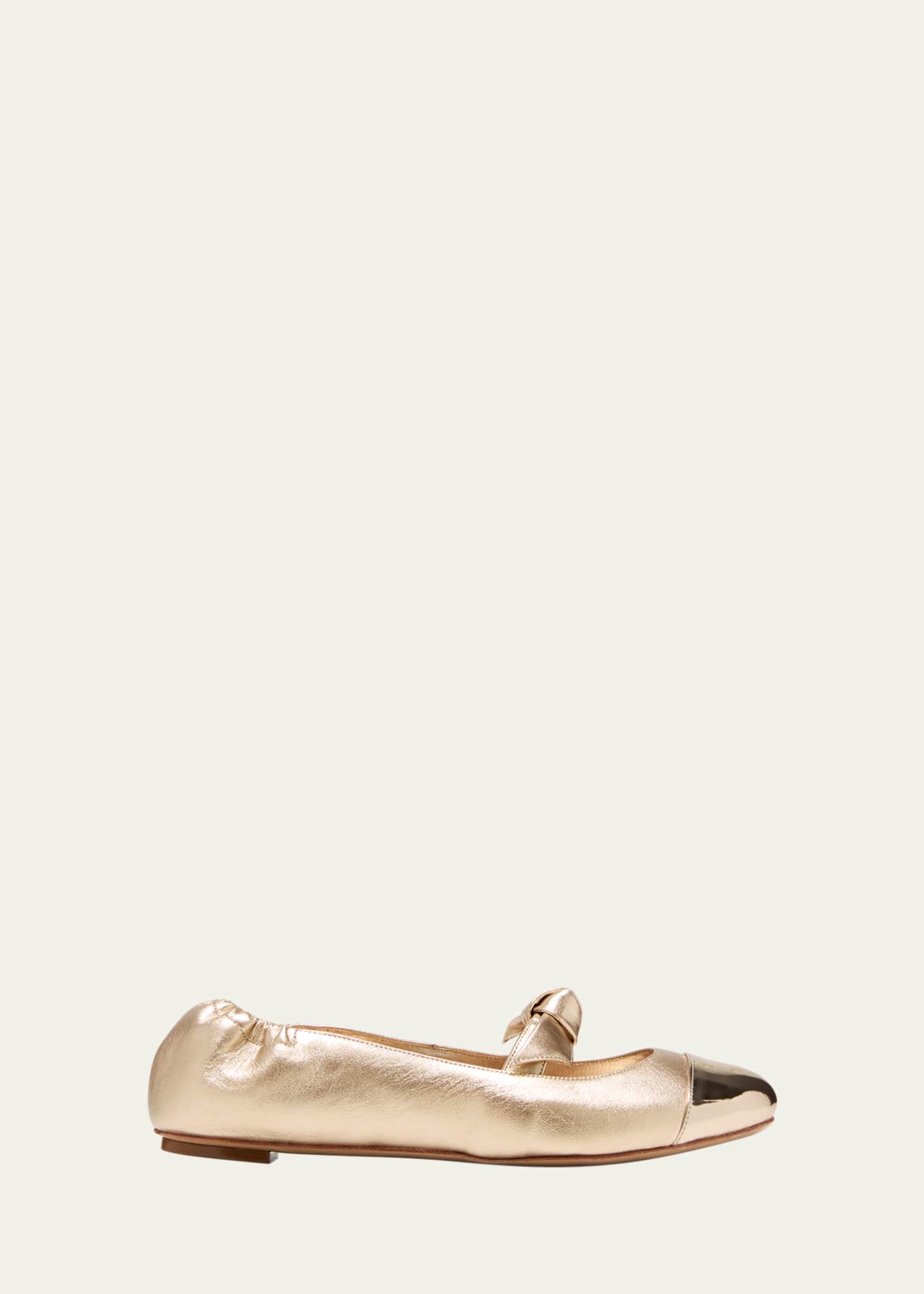 Alexandre Birman Clarita Metallic Bow Ballerina Flats Image 1 of 5