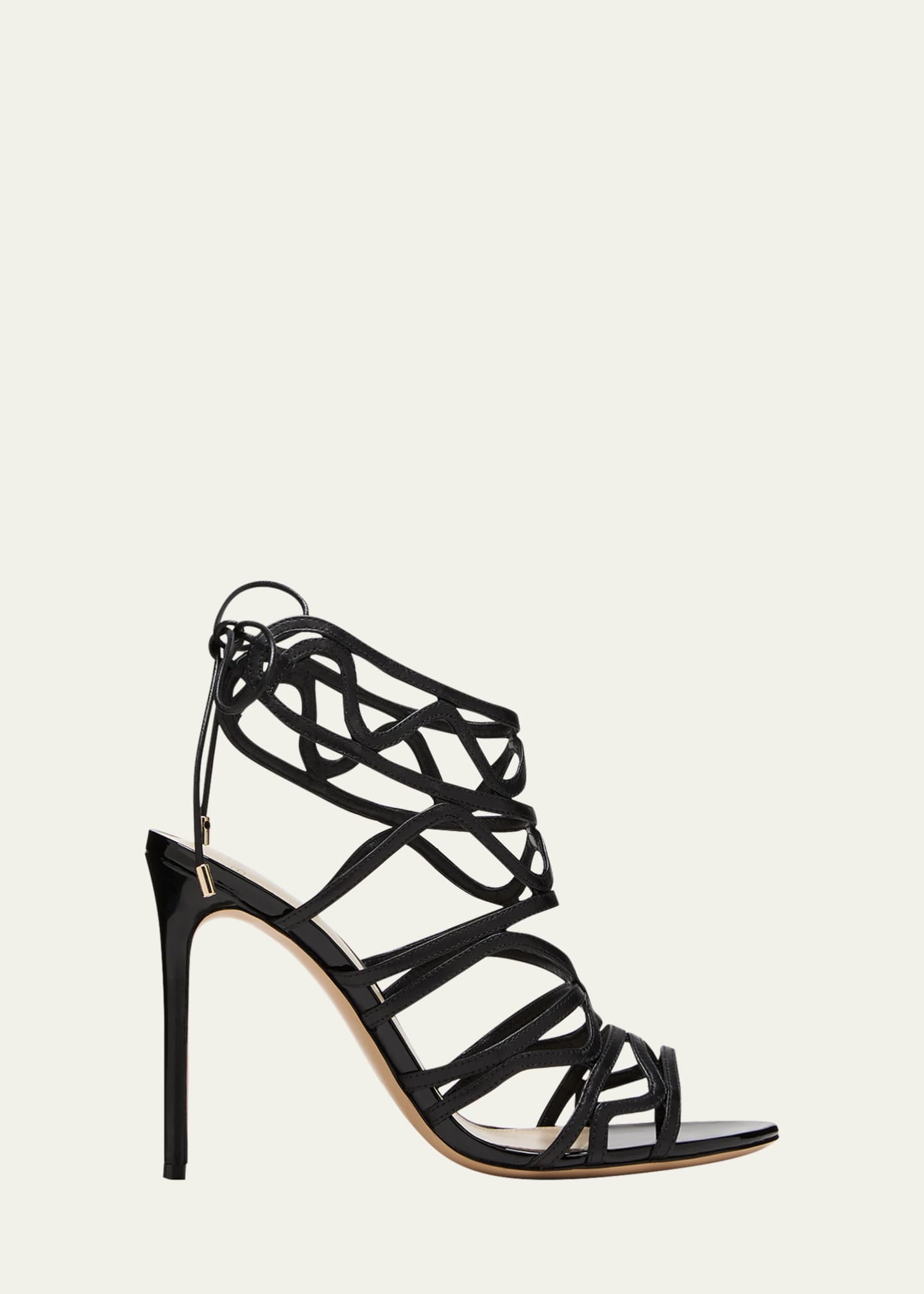 Alexandre Birman Melody Leather Caged Ankle Tie Sandals