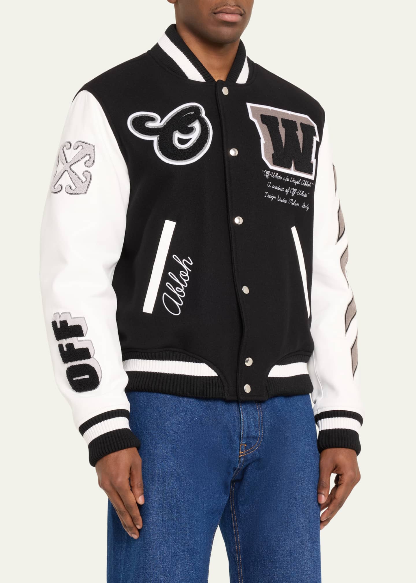 Off white varsity jacket shop mens