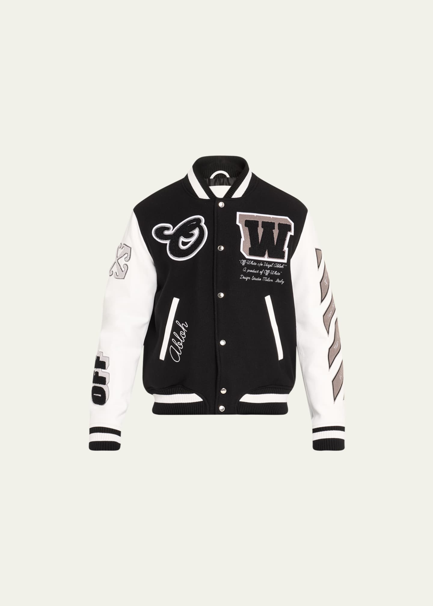 leather sleeve varsity jacket white Lわかりやすかったです