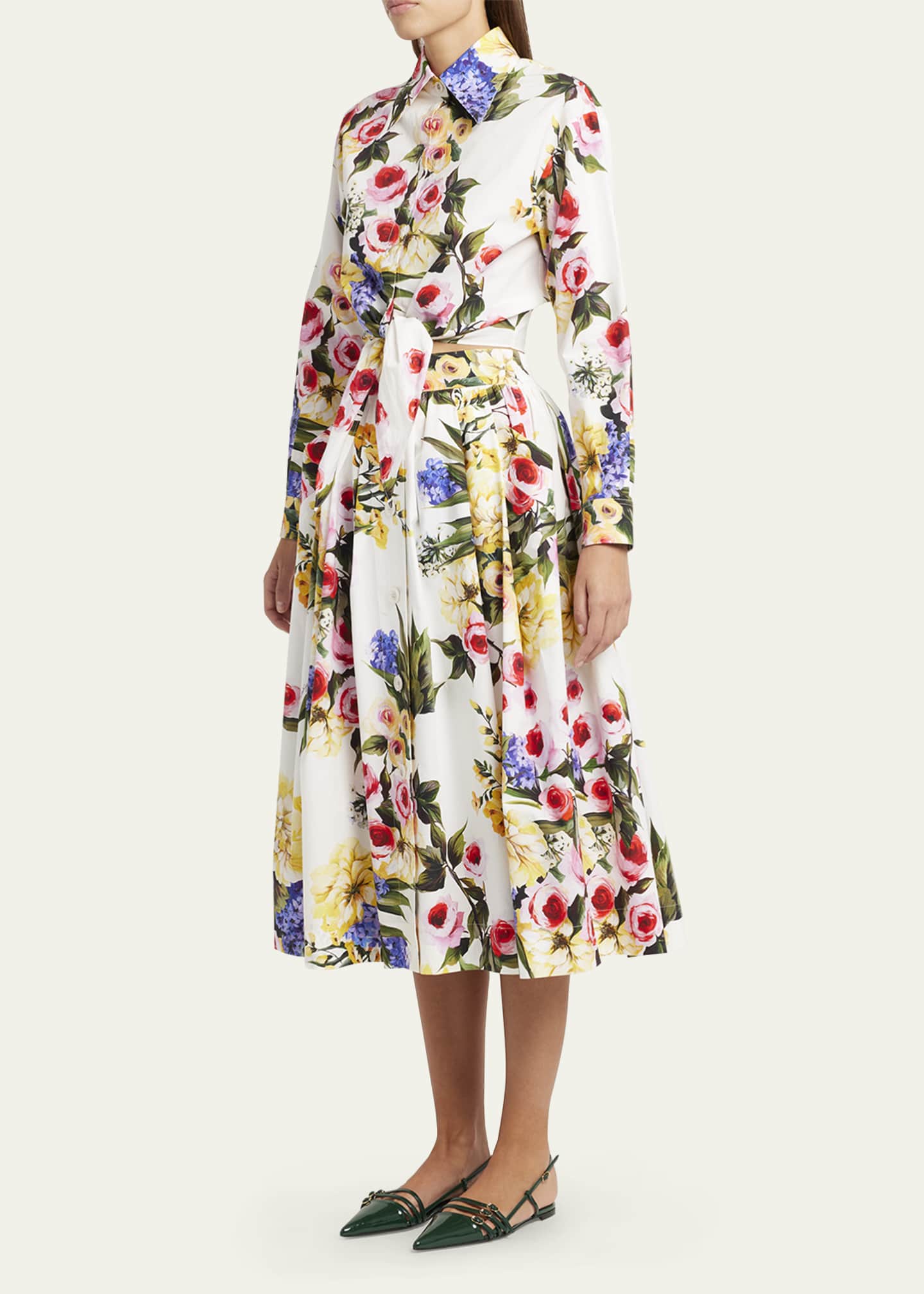 Dolce&Gabbana Floral Print Poplin Midi Skirt - Bergdorf Goodman