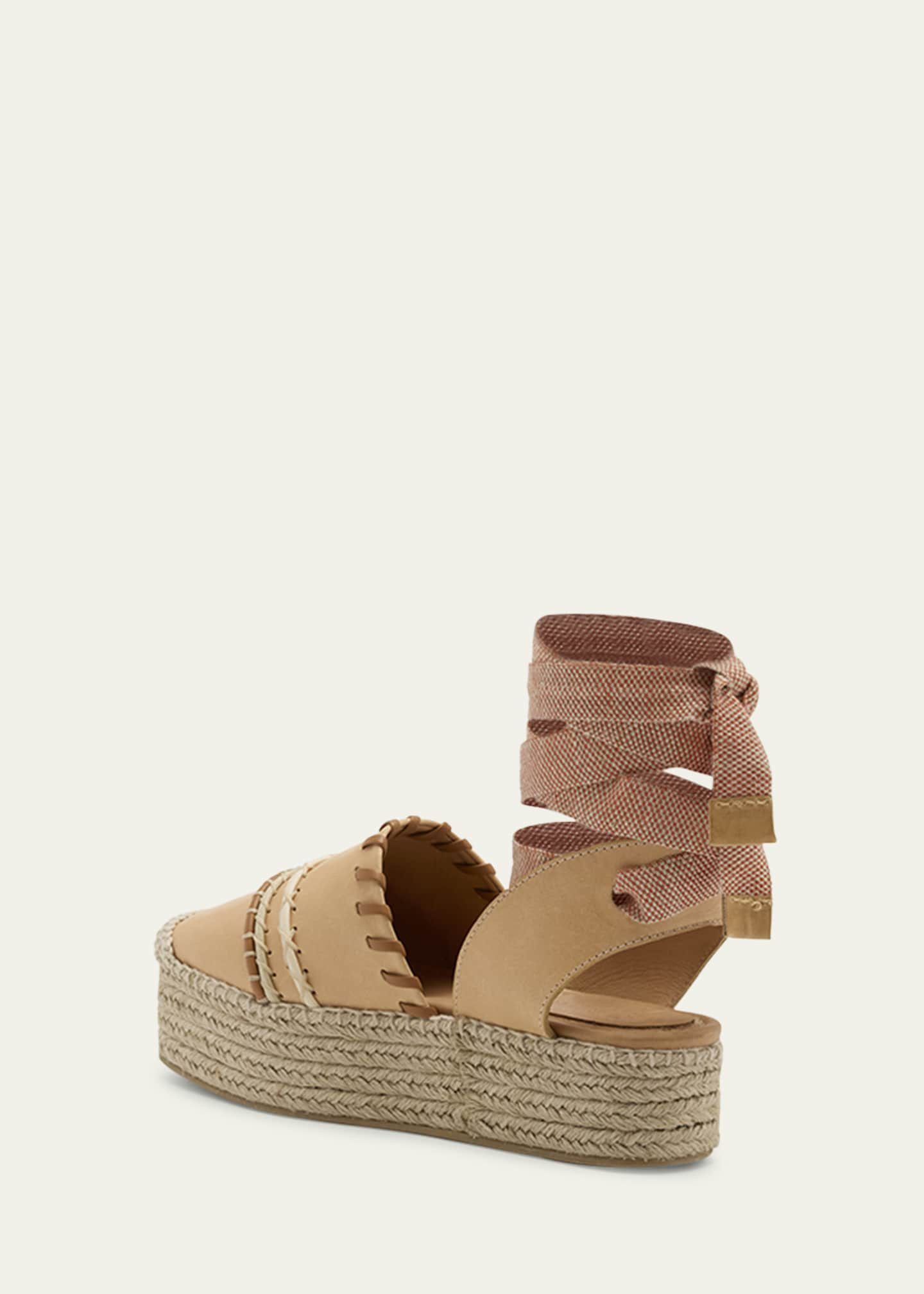 Ulla Johnson Abia Topstitch Leather Ankle-Wrap Espadrilles - Bergdorf ...