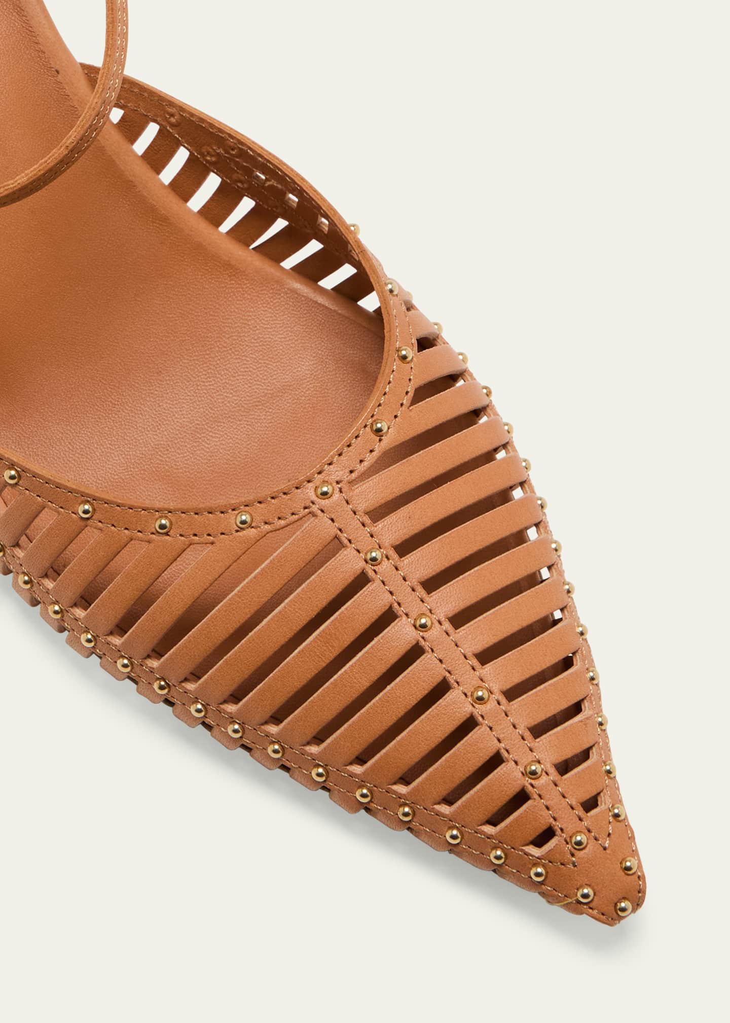 Ulla Johnson Divya Caged Leather Ankle-Strap Pumps Image 5 of 5