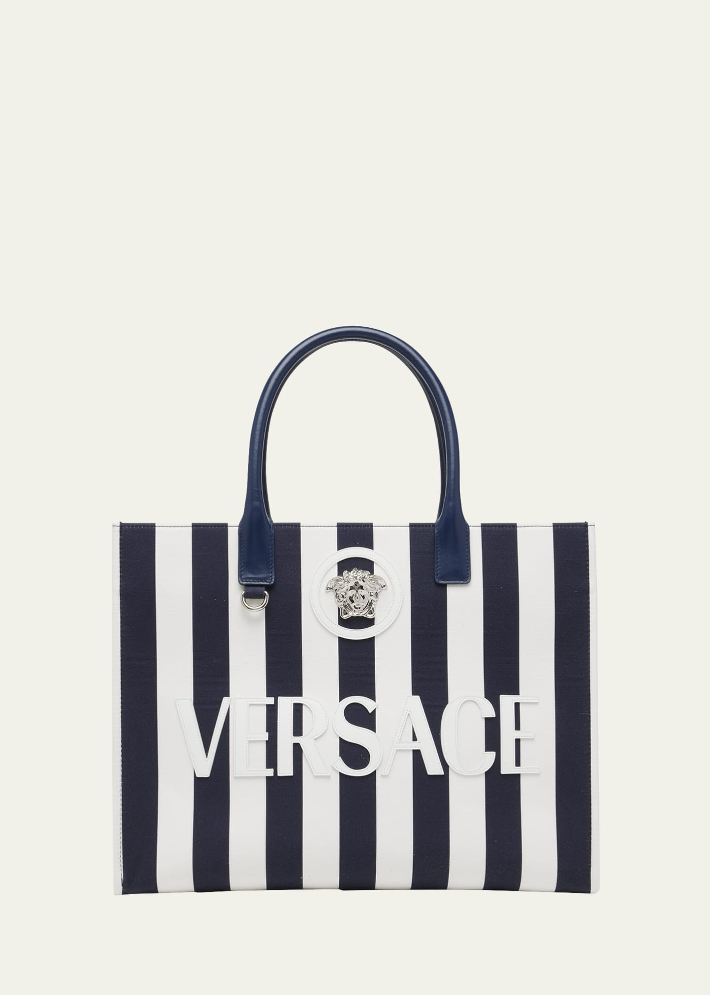 Versace La Medusa Striped Canvas Tote Bag Bergdorf Goodman