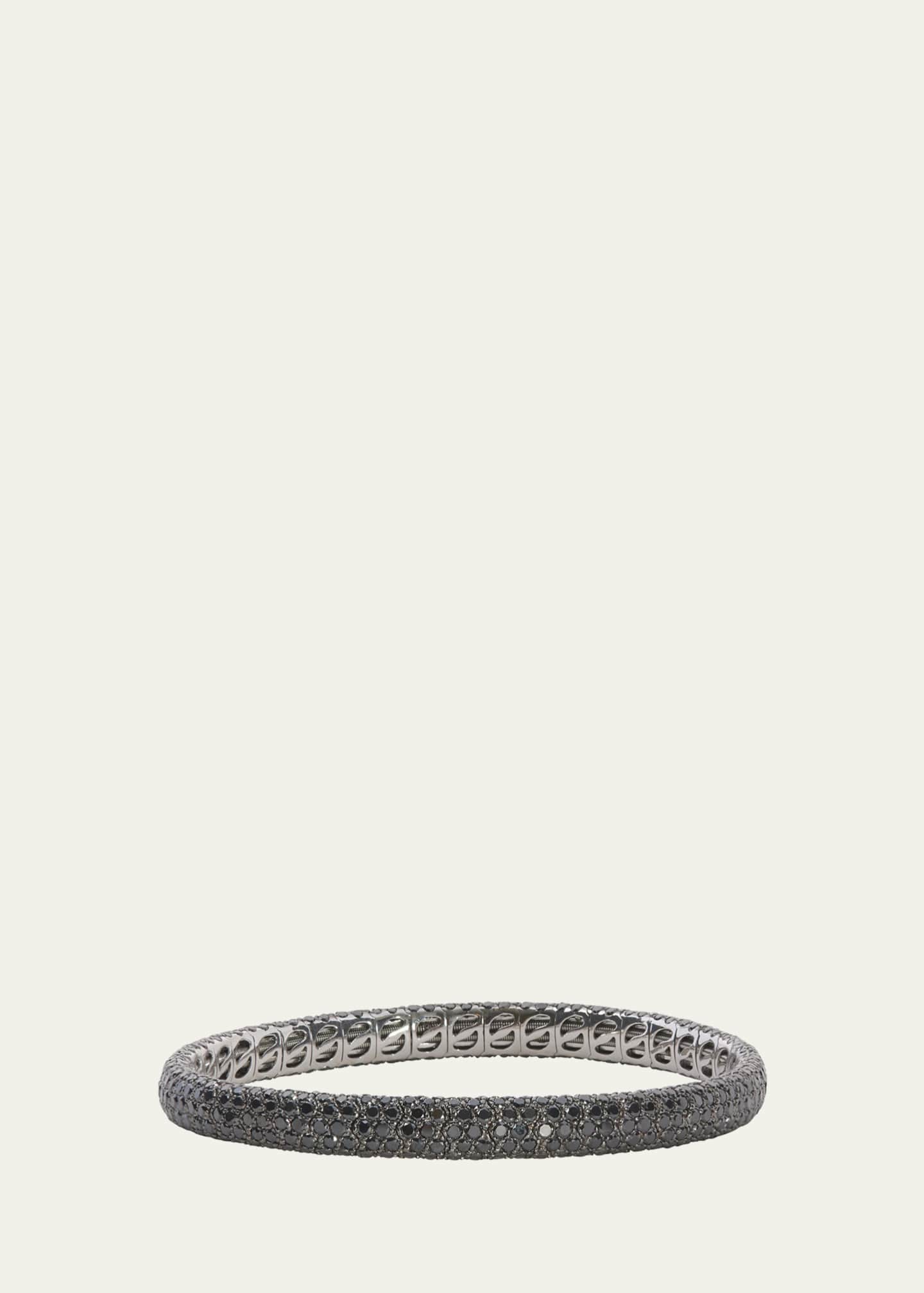 Sidney Garber 18K White Gold Pave Stretch Bracelet with Black Rhodium and Black Diamonds