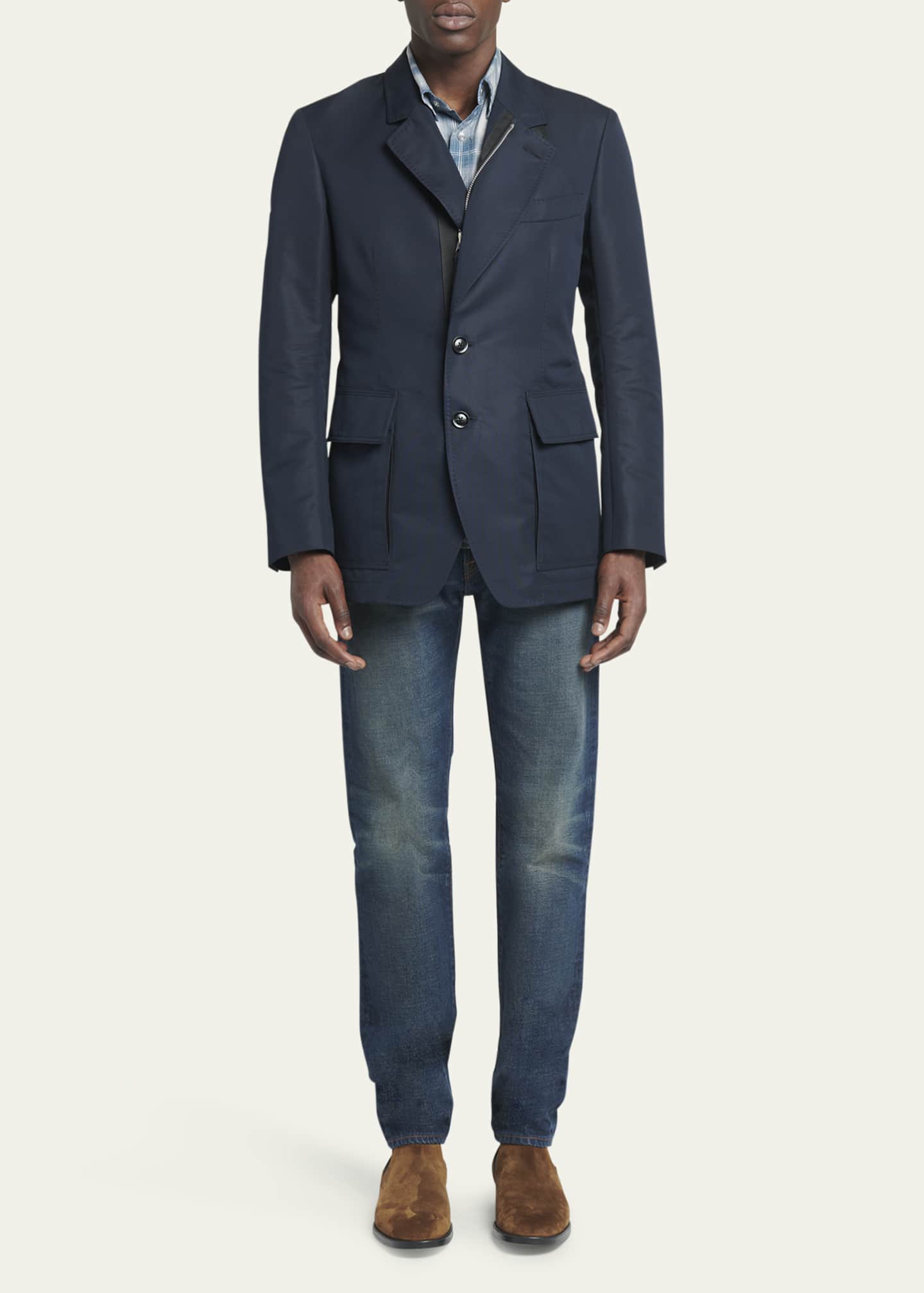 TOM FORD Men s Sartorial Zip Two Button Blazer Bergdorf Goodman
