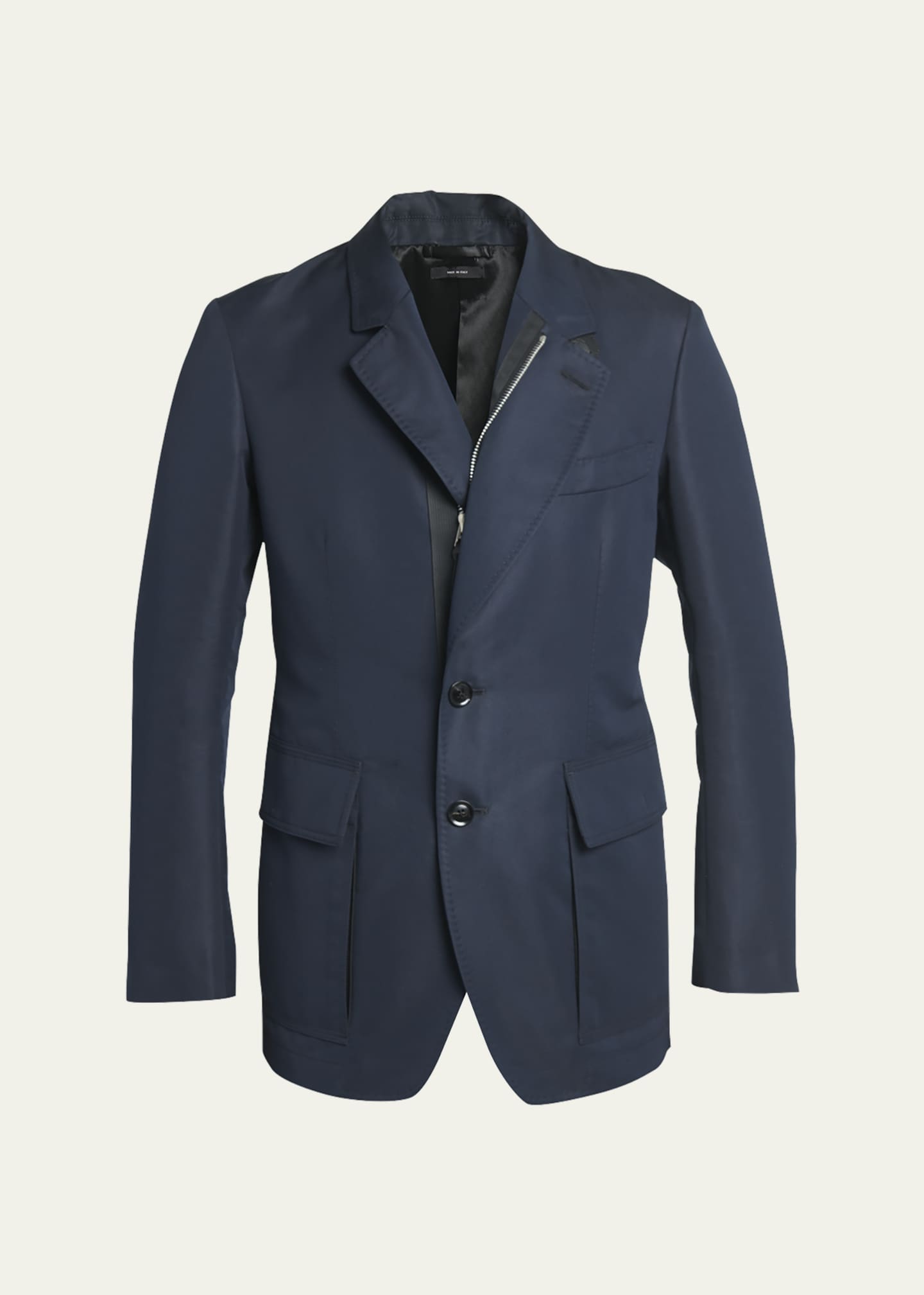 Mens blazer with zipper top