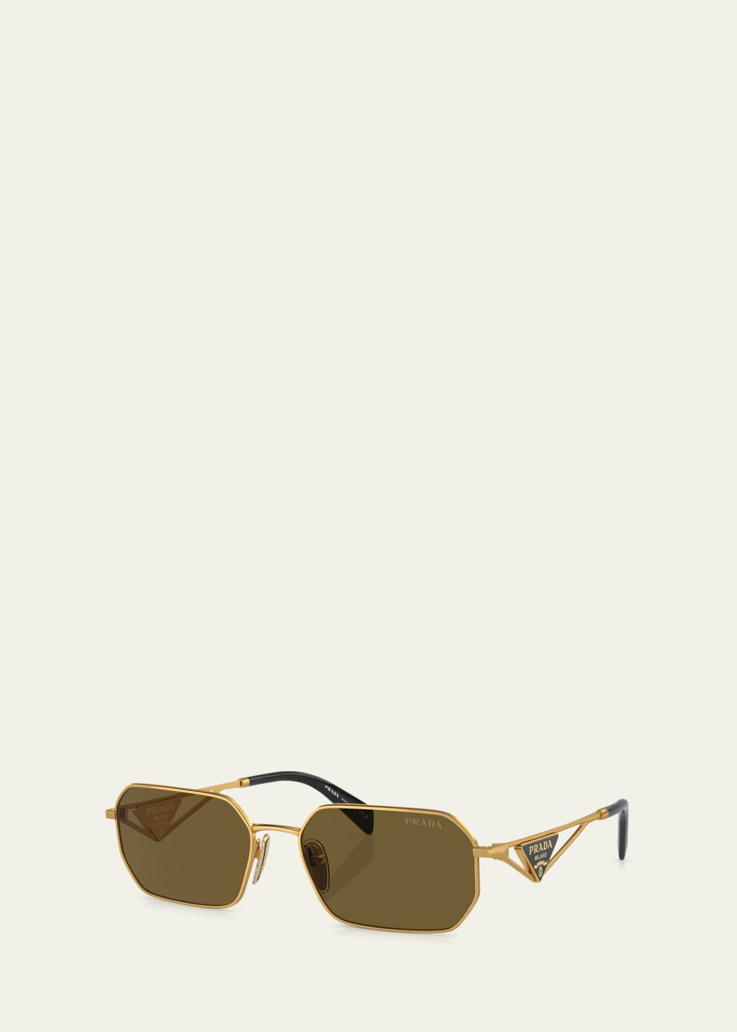 Prada Geometric Steel & Plastic Rectangle Sunglasses Image 2 of 3