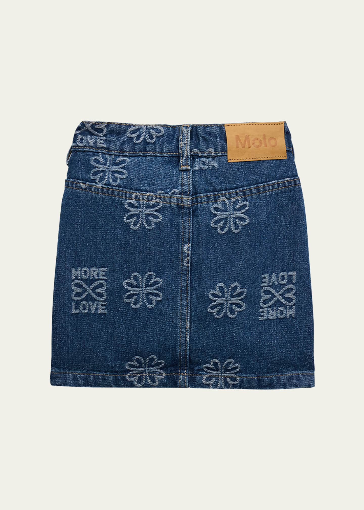 Molo Girl's Bera Denim Skirt, Size 5-6