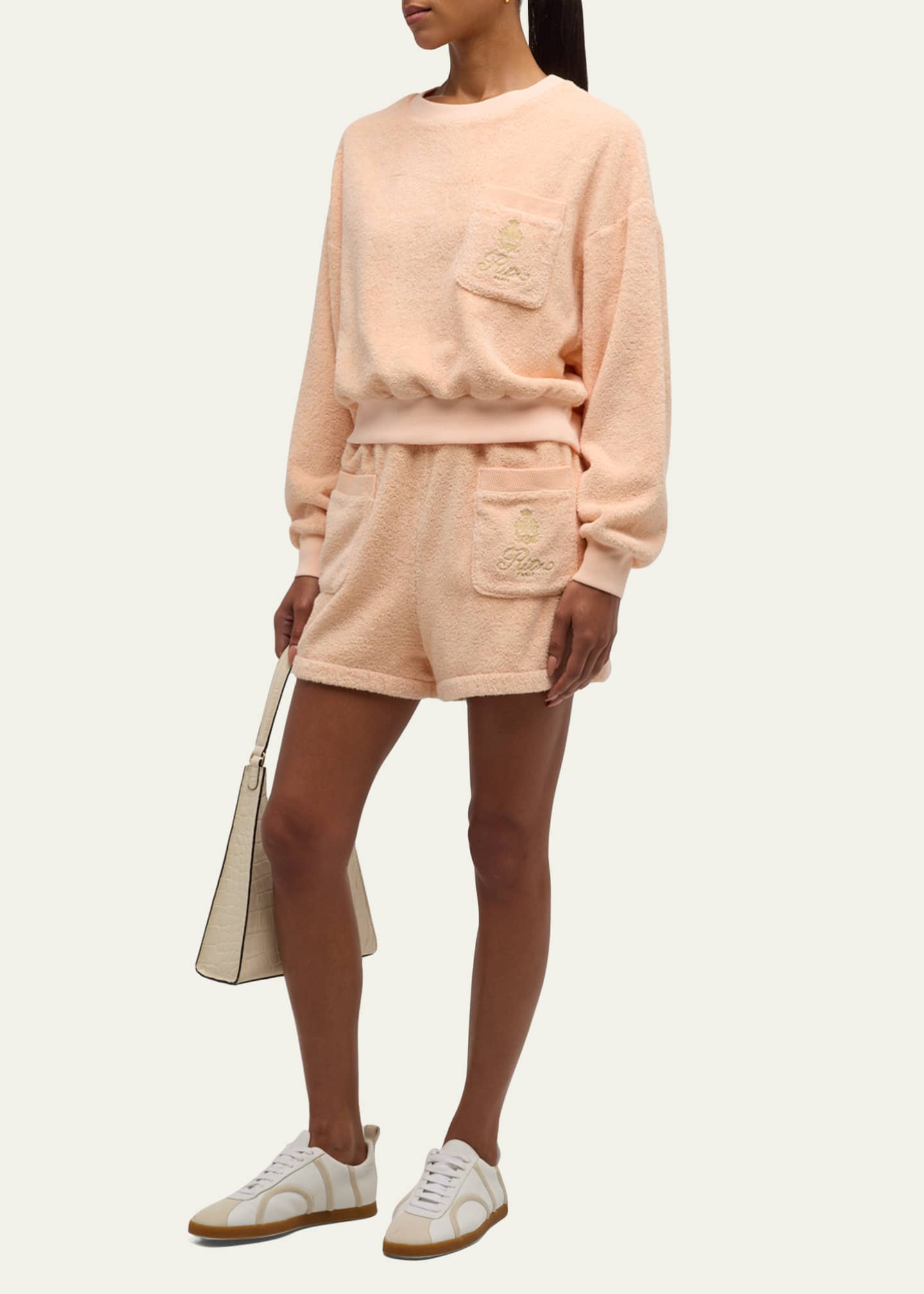 FRAME x Ritz Paris FRAME x Ritz Paris Cropped Cotton-Terry Sweatshirt Image 2 of 5