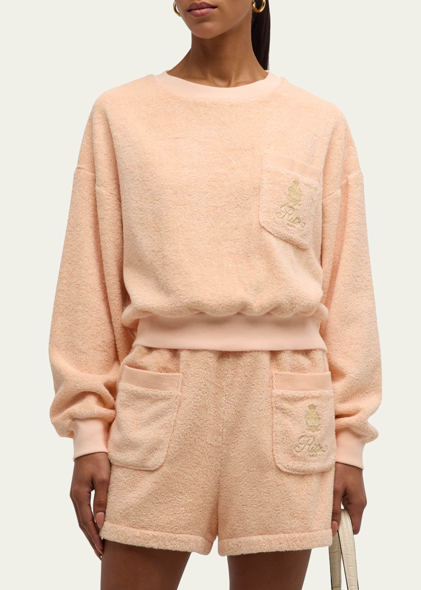 FRAME x Ritz Paris FRAME x Ritz Paris Cropped Cotton-Terry Sweatshirt Image 4 of 5