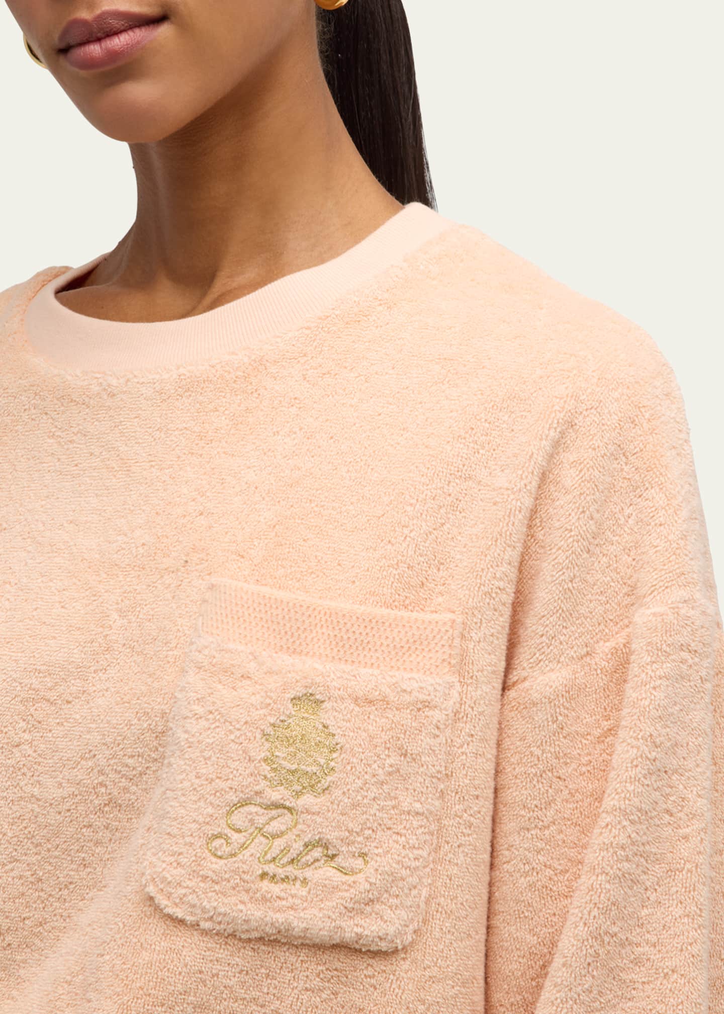 FRAME x Ritz Paris FRAME x Ritz Paris Cropped Cotton-Terry Sweatshirt Image 5 of 5