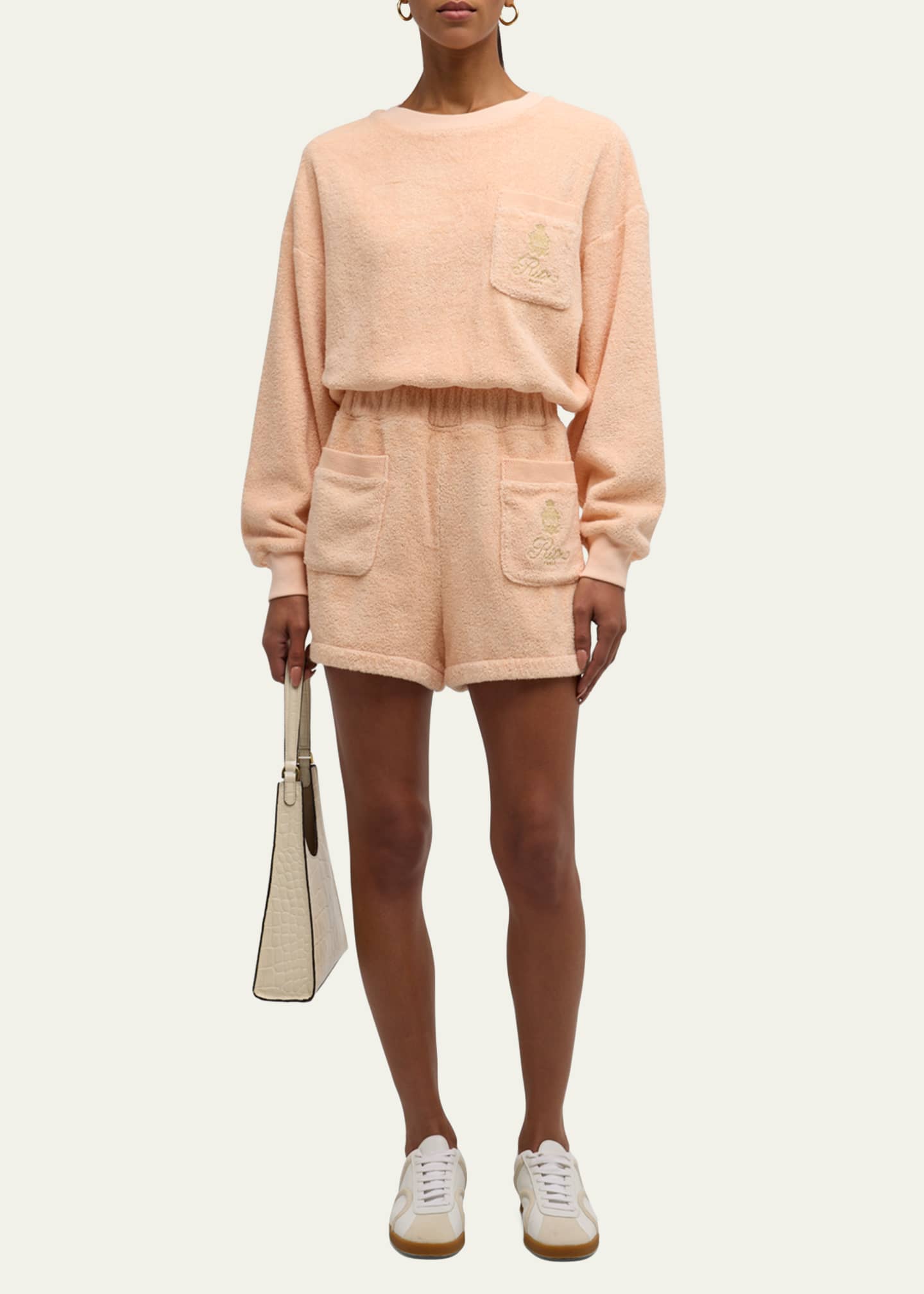 FRAME x Ritz Paris FRAME x Ritz Paris Embroidered Cotton-Terry Shorts Image 2 of 5