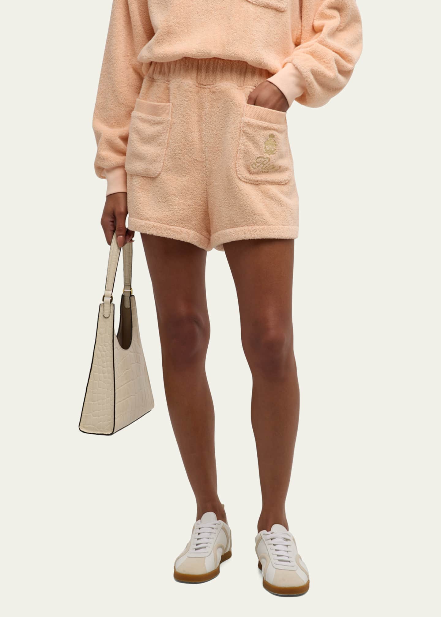 FRAME x Ritz Paris FRAME x Ritz Paris Embroidered Cotton-Terry Shorts Image 4 of 5
