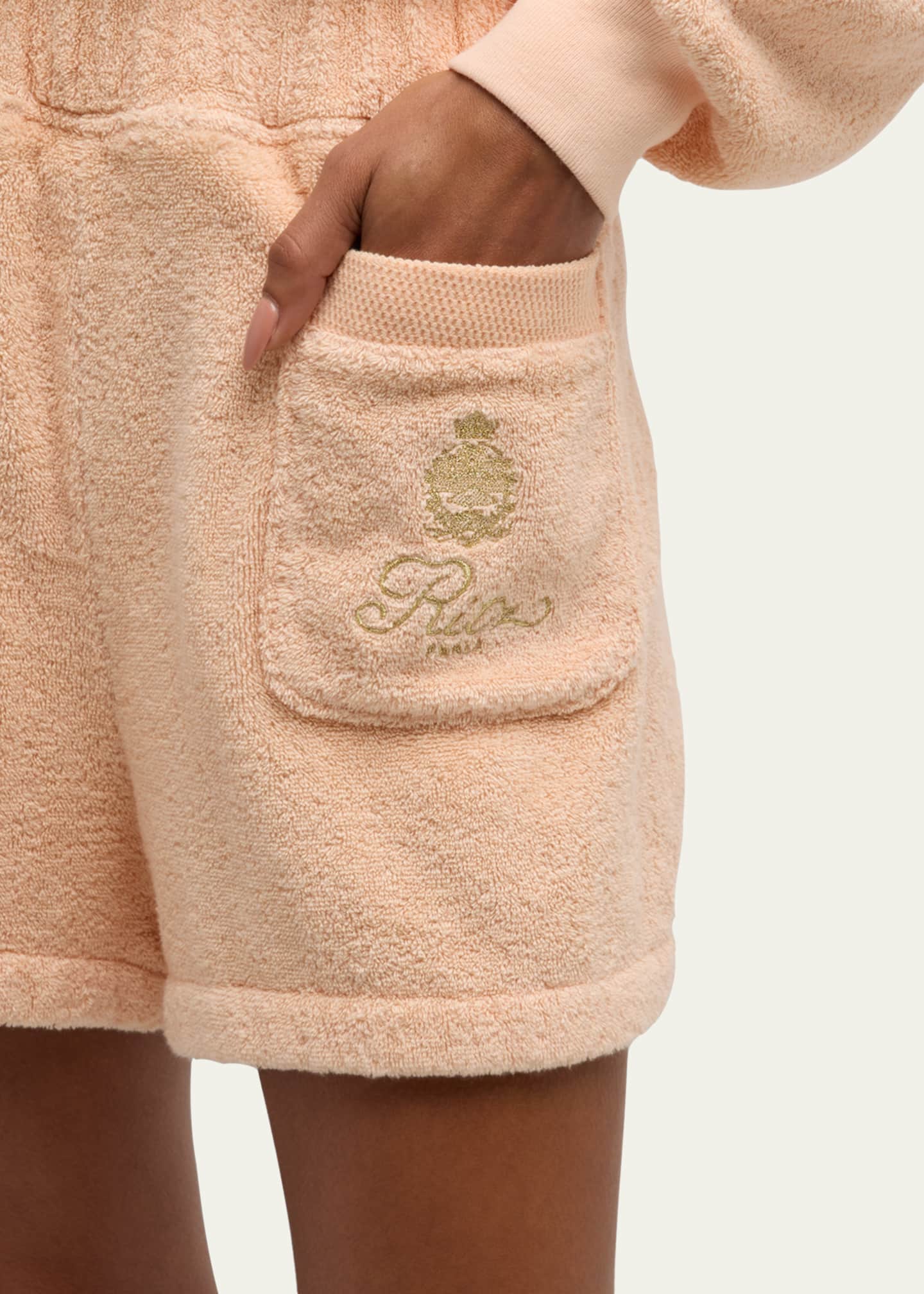 FRAME x Ritz Paris FRAME x Ritz Paris Embroidered Cotton-Terry Shorts Image 5 of 5