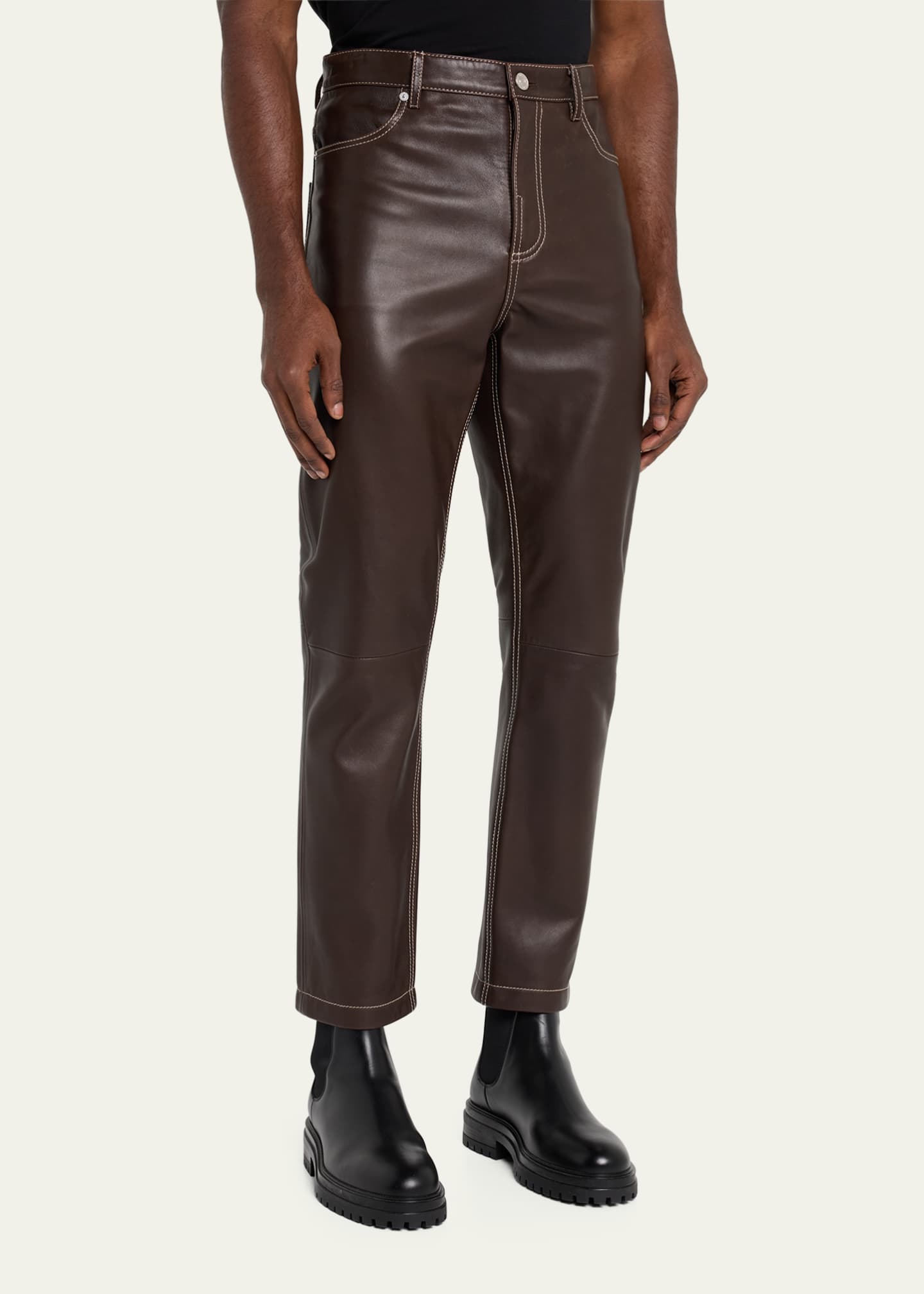 FRAME Men's Leather Straight-Leg Trousers - Bergdorf Goodman