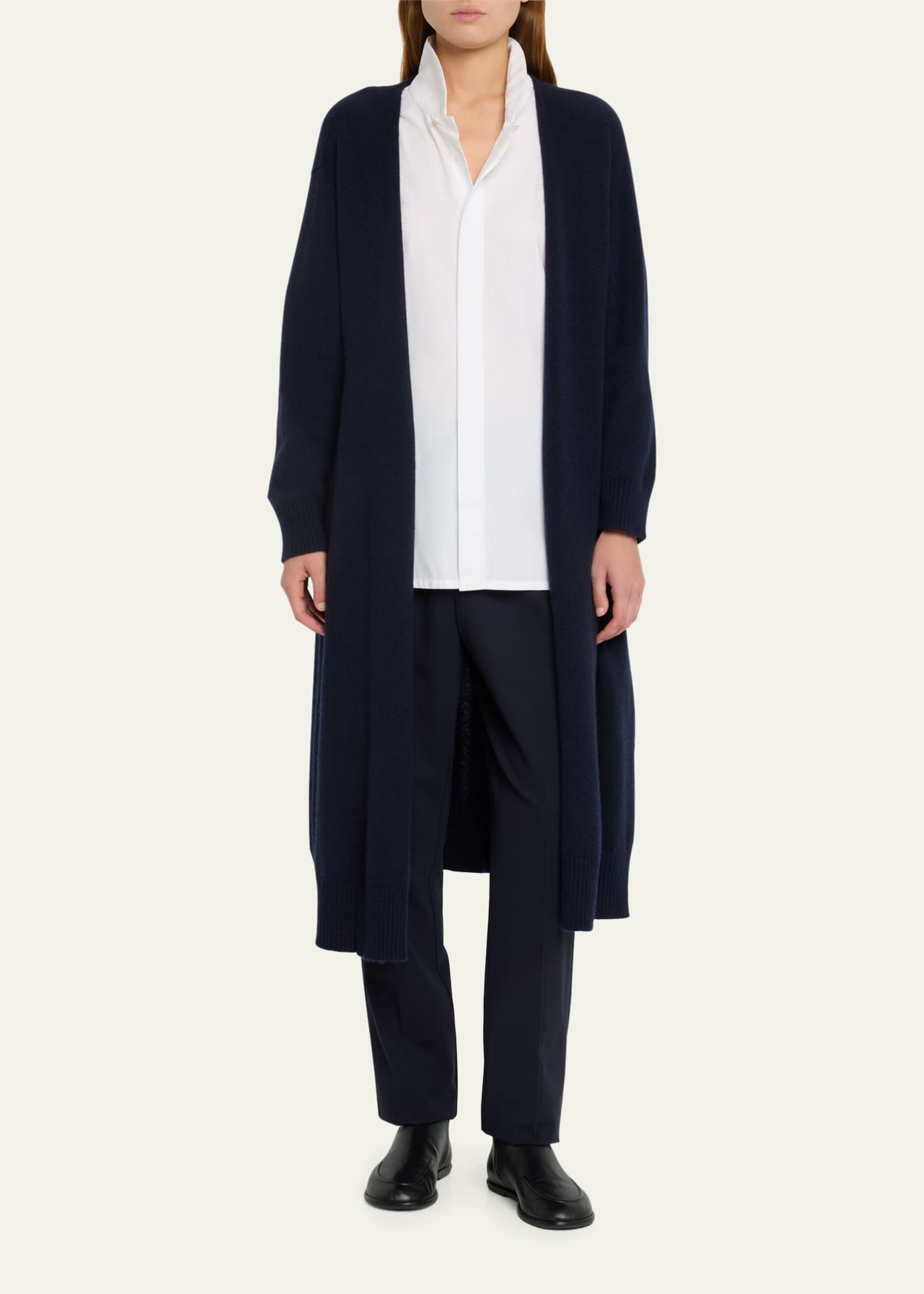Eskandar Narrow Elastic Waist Wool Trousers Image 2 of 5