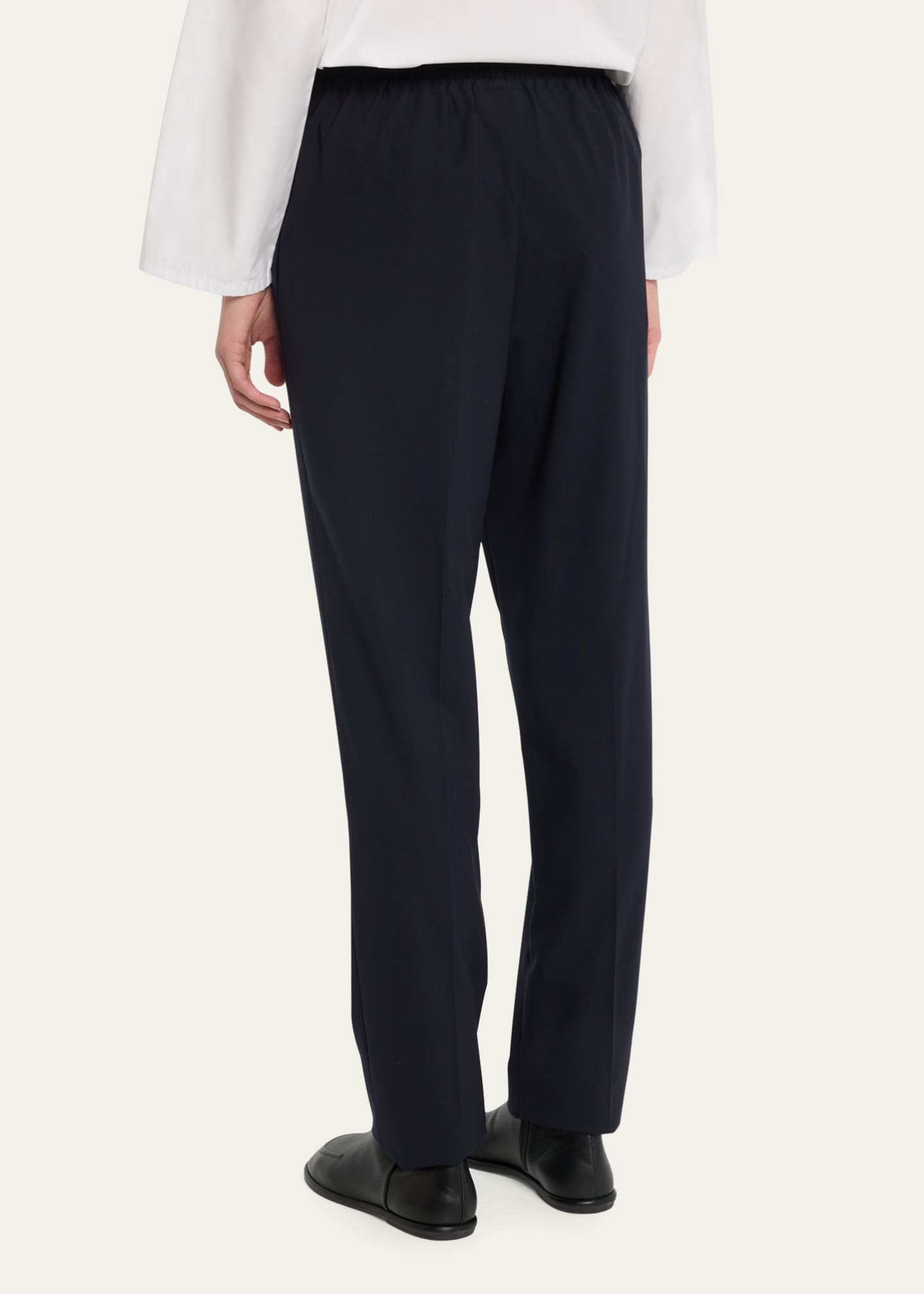 Eskandar Narrow Elastic Waist Wool Trousers Image 3 of 5