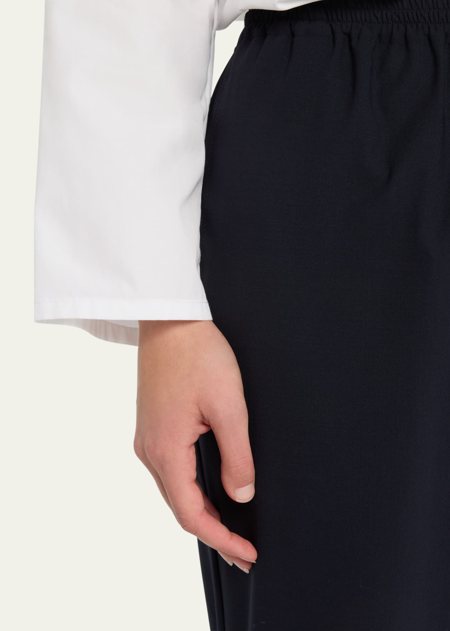 Eskandar Narrow Elastic Waist Wool Trousers Image 5 of 5