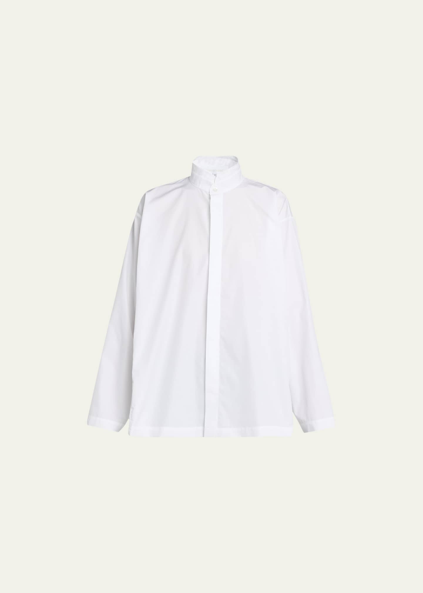 Eskandar Side-Panel Shirt with Double Stand-Collar (Mid Plus Length) Image 1 of 5