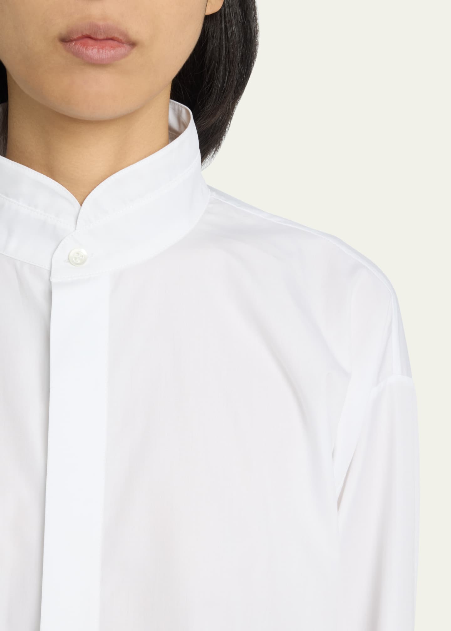 Eskandar Side-Panel Shirt with Double Stand-Collar (Mid Plus Length) Image 5 of 5