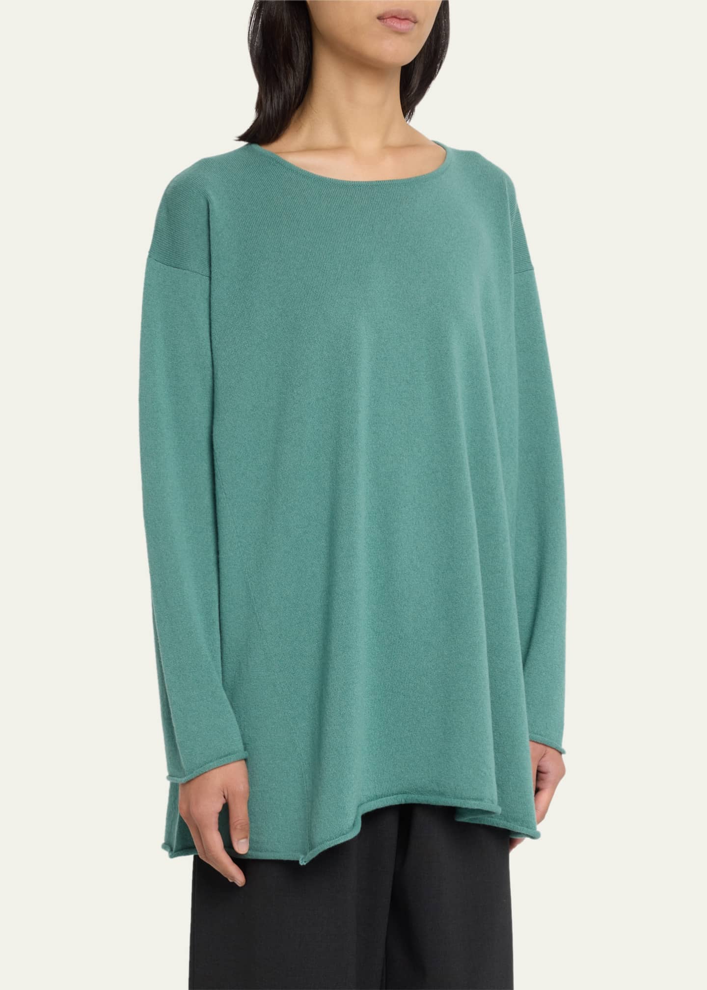Pull Tunique Eskandar En Cachemire 100%, Taille Unique, Couleur Naturelle, Manches 3/4