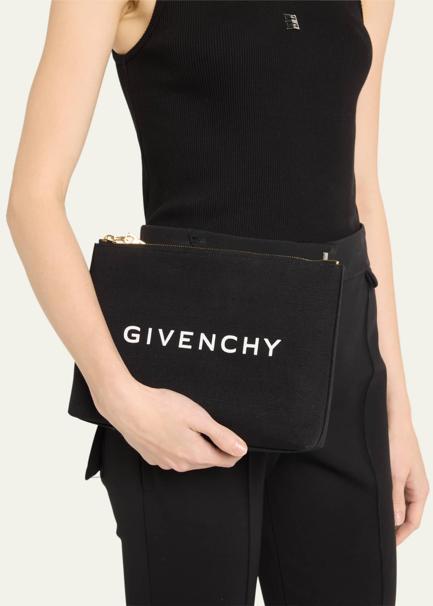 Givenchy Travel Logo Canvas Pouch Wristlet Image 2 of 4
