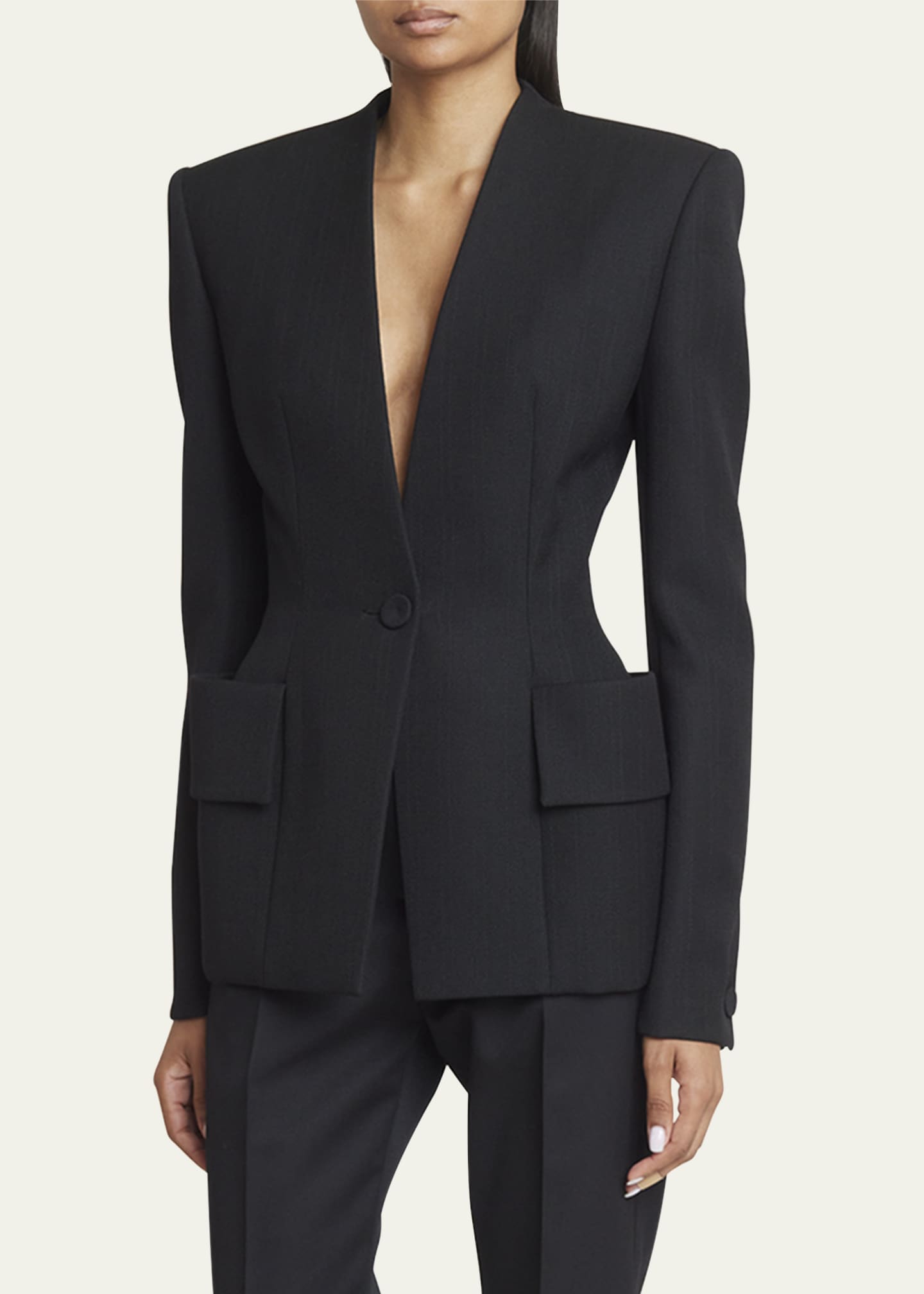 Givenchy One-Button Cinched Waist Wool Blazer - Bergdorf Goodman