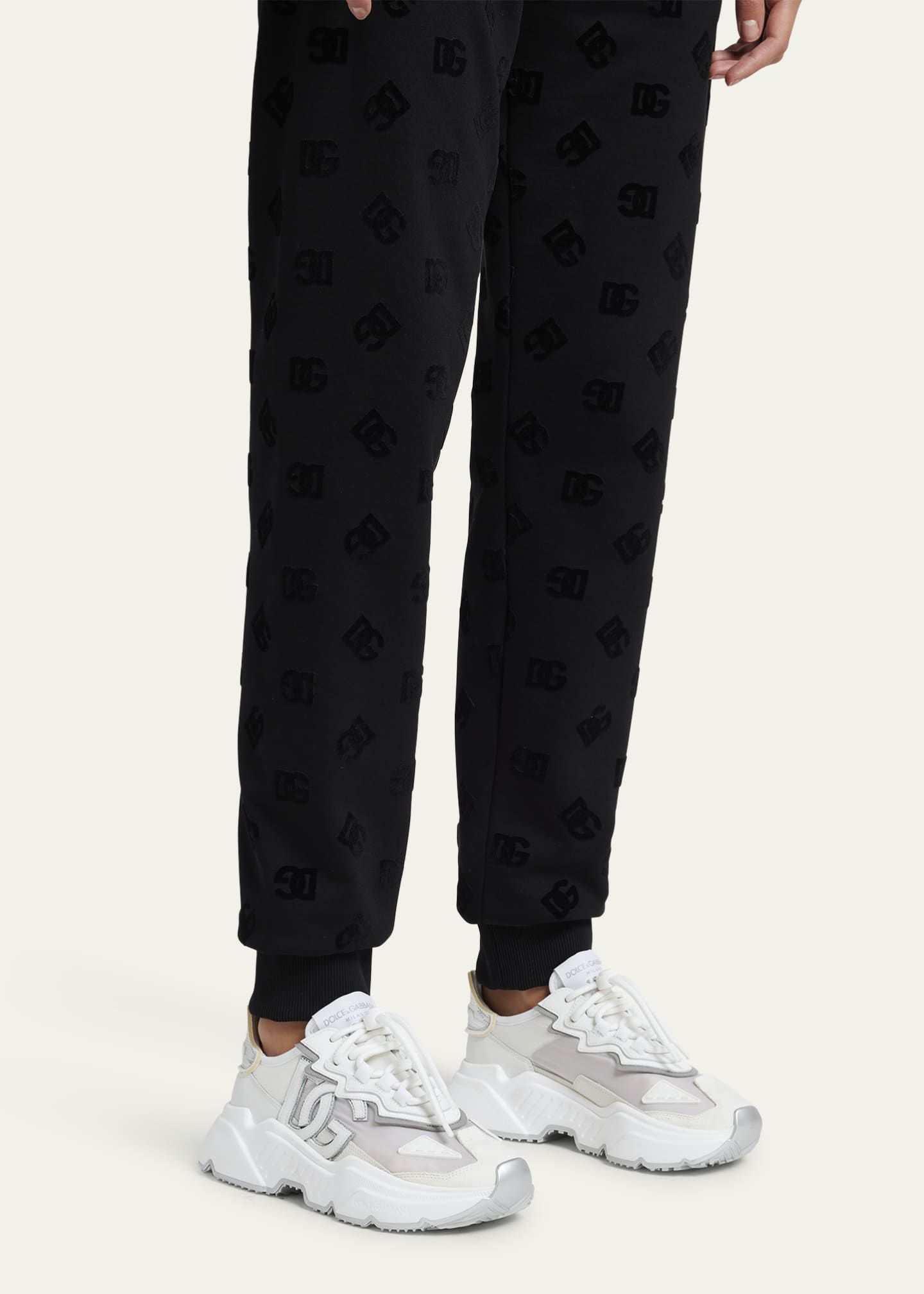 DOLCE & GABBANA DGロゴプリントランナースニーカー ブラックのメンズ ポルトフィーノ スニーカー ナッパカーフ
